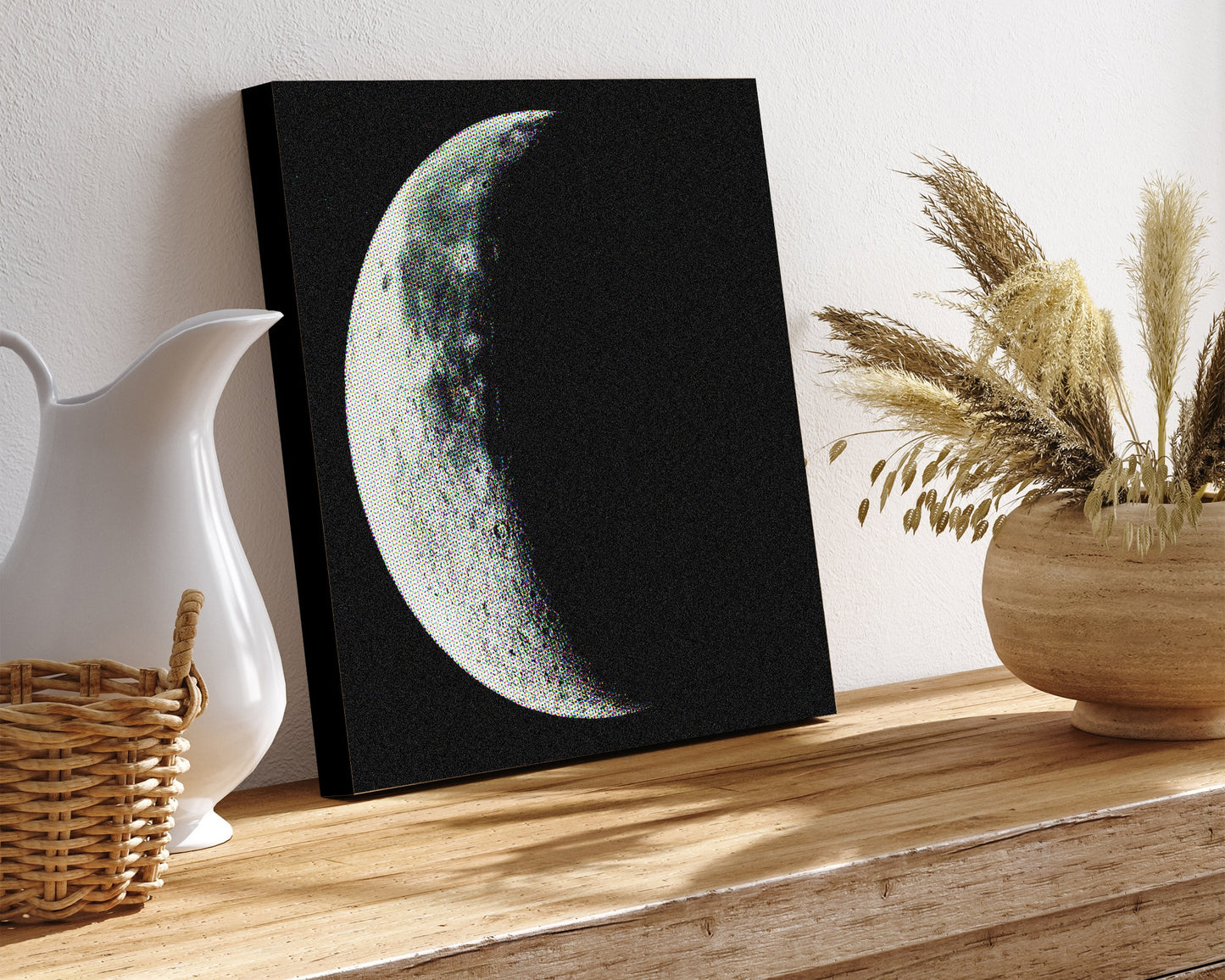 12in Crescent Moon Canvas Wall Art, Moon Wall Decor, Crescent Moon Canvas Printing, Moon Square Canvas Wall Art, Modern Living Room Decor