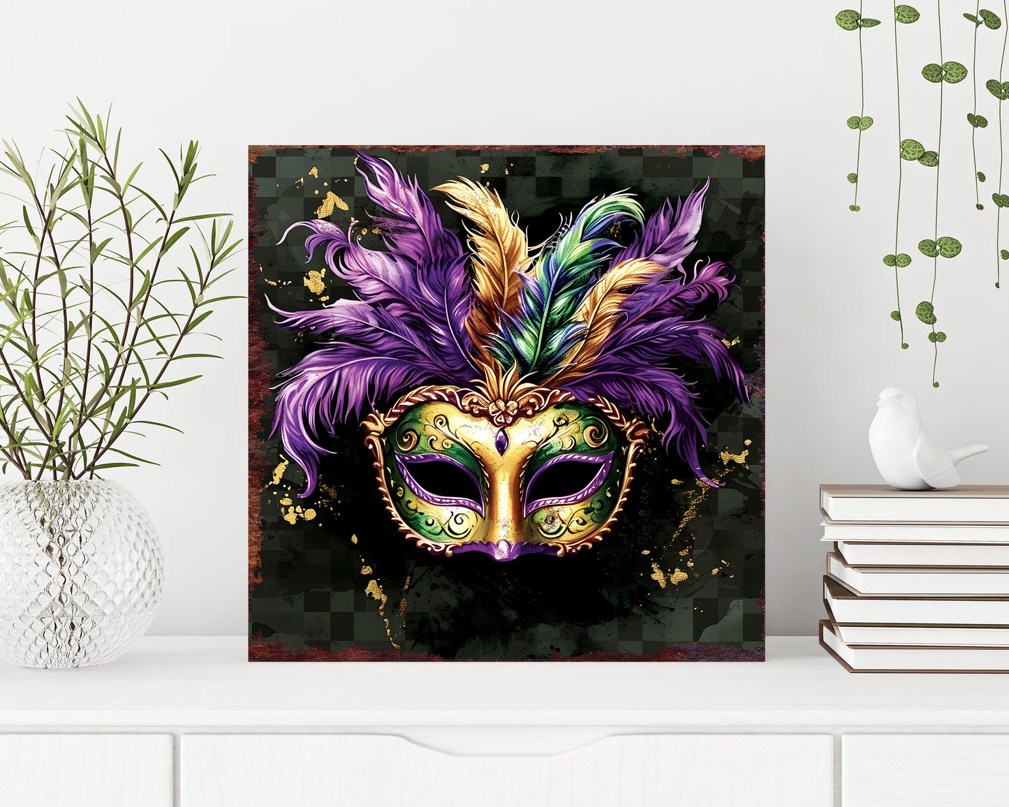 12in Square Mardi Gras Wall Decor, Mardi Gras Wall Art, Vintage Square Wall Decor, Farmhouse Wall Decor Home Decor