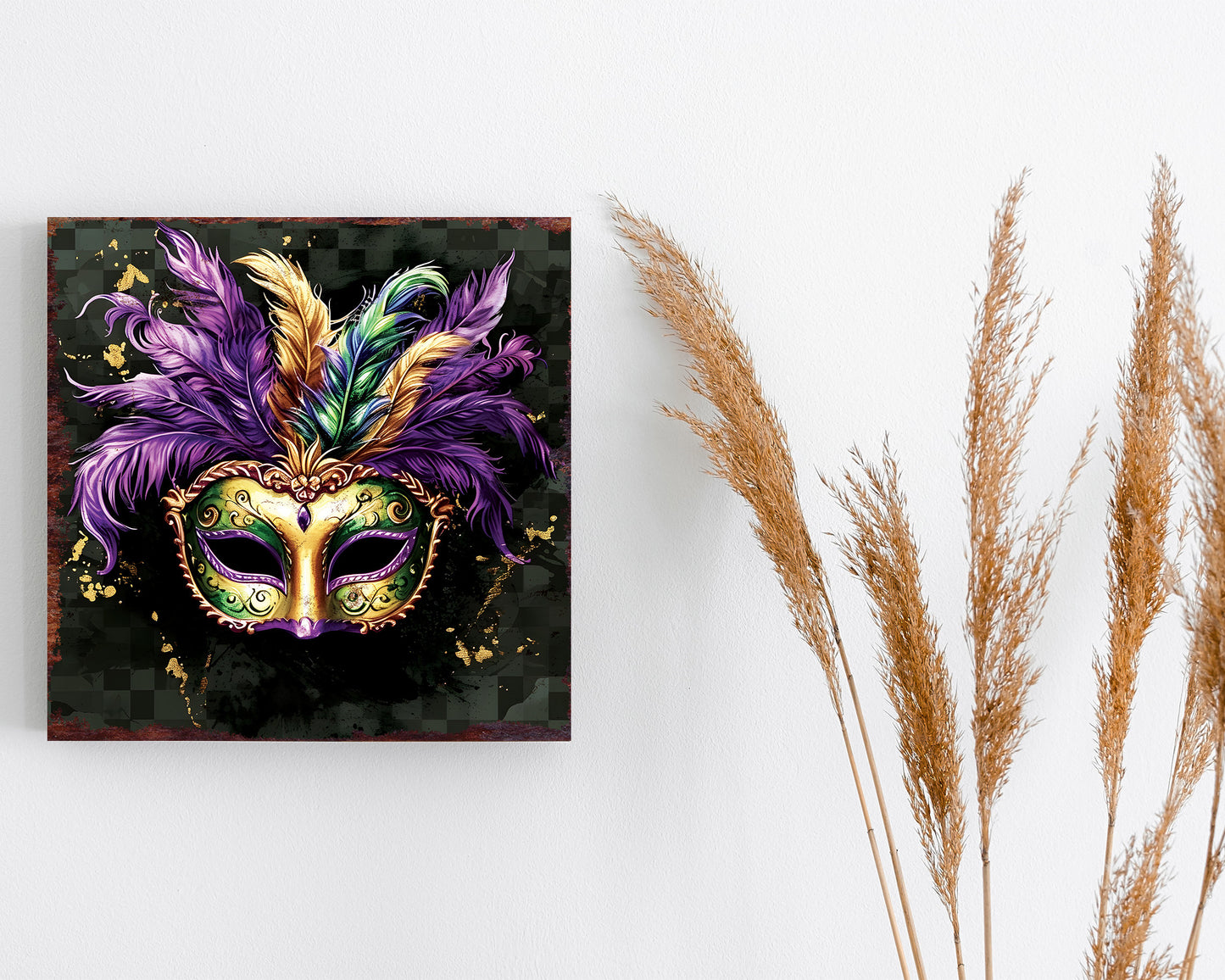 12in Square Mardi Gras Wall Decor, Mardi Gras Wall Art, Vintage Square Wall Decor, Farmhouse Wall Decor Home Decor