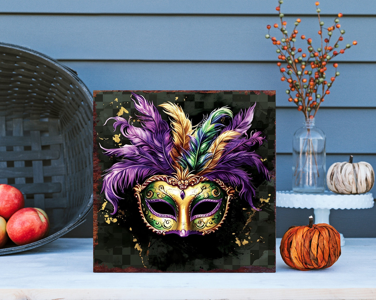 12in Square Mardi Gras Wall Decor, Mardi Gras Wall Art, Vintage Square Wall Decor, Farmhouse Wall Decor Home Decor