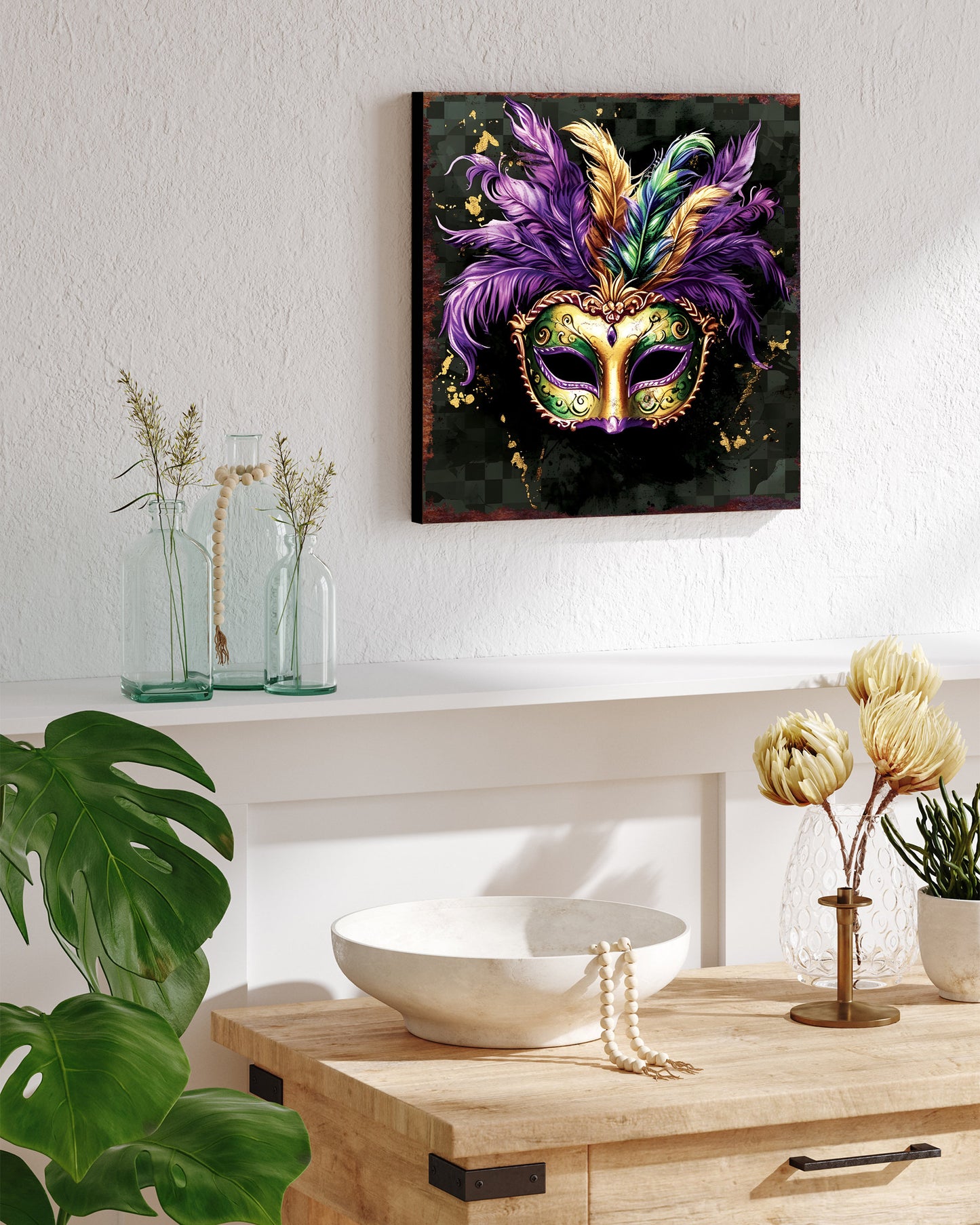12in Square Mardi Gras Wall Decor, Mardi Gras Wall Art, Vintage Square Wall Decor, Farmhouse Wall Decor Home Decor