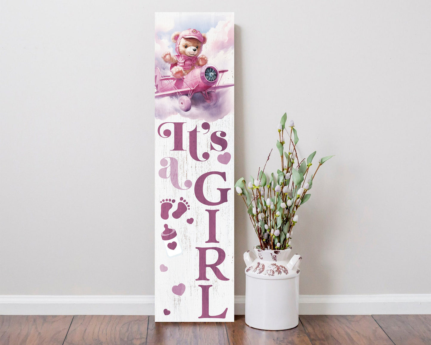 36-Inch 'It's A Girl' Porch Signs, Birth Announcement, Welcome Home Newborn Decor, Porch Decor