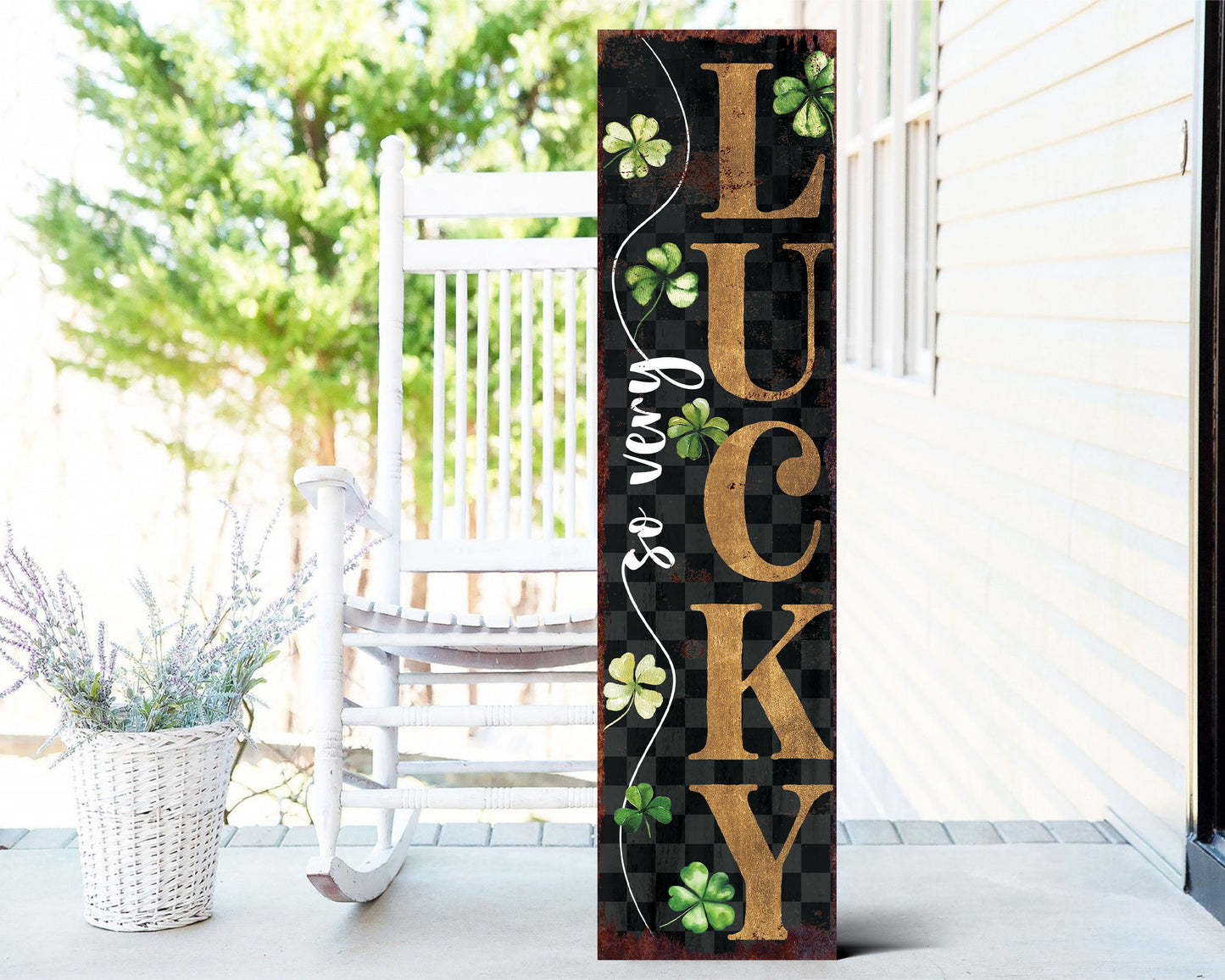 36in St. Patrick's Day 'So Very Lucky' Sign for Front Porch, Green St.Patrick's Decor for Front Door