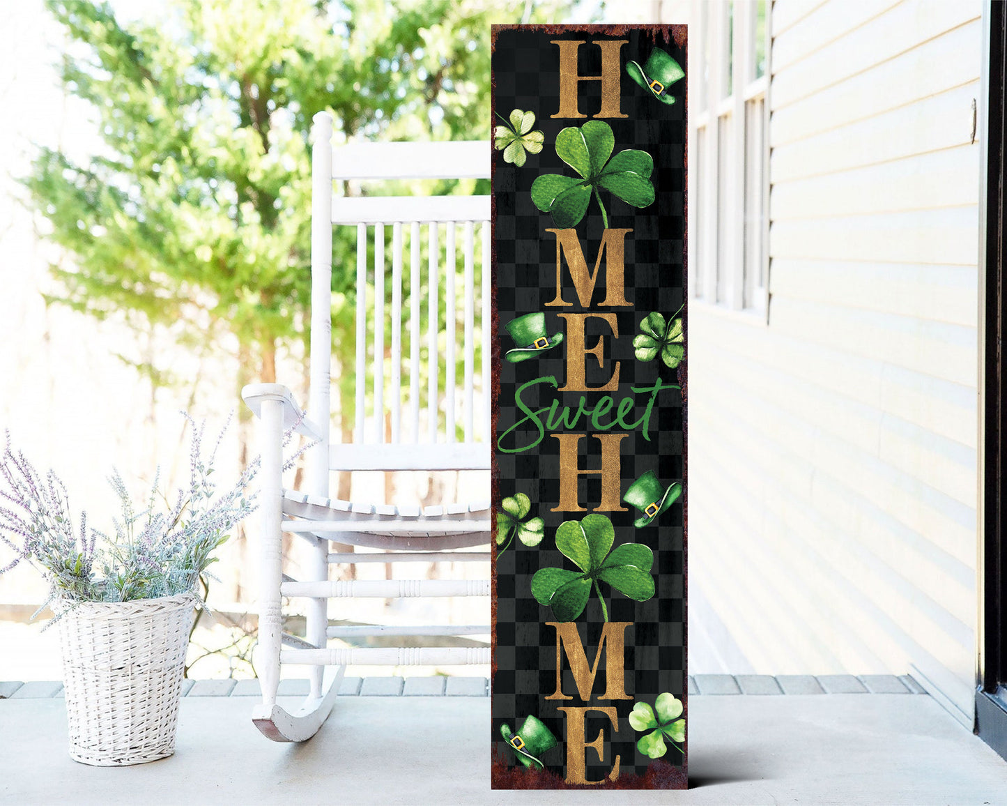 36in Rustic Modern Farmhouse St. Patrick's Day "Home Sweet Home" Sign for Front Porch, St.Patrick's Outdoor Decor for Front Door