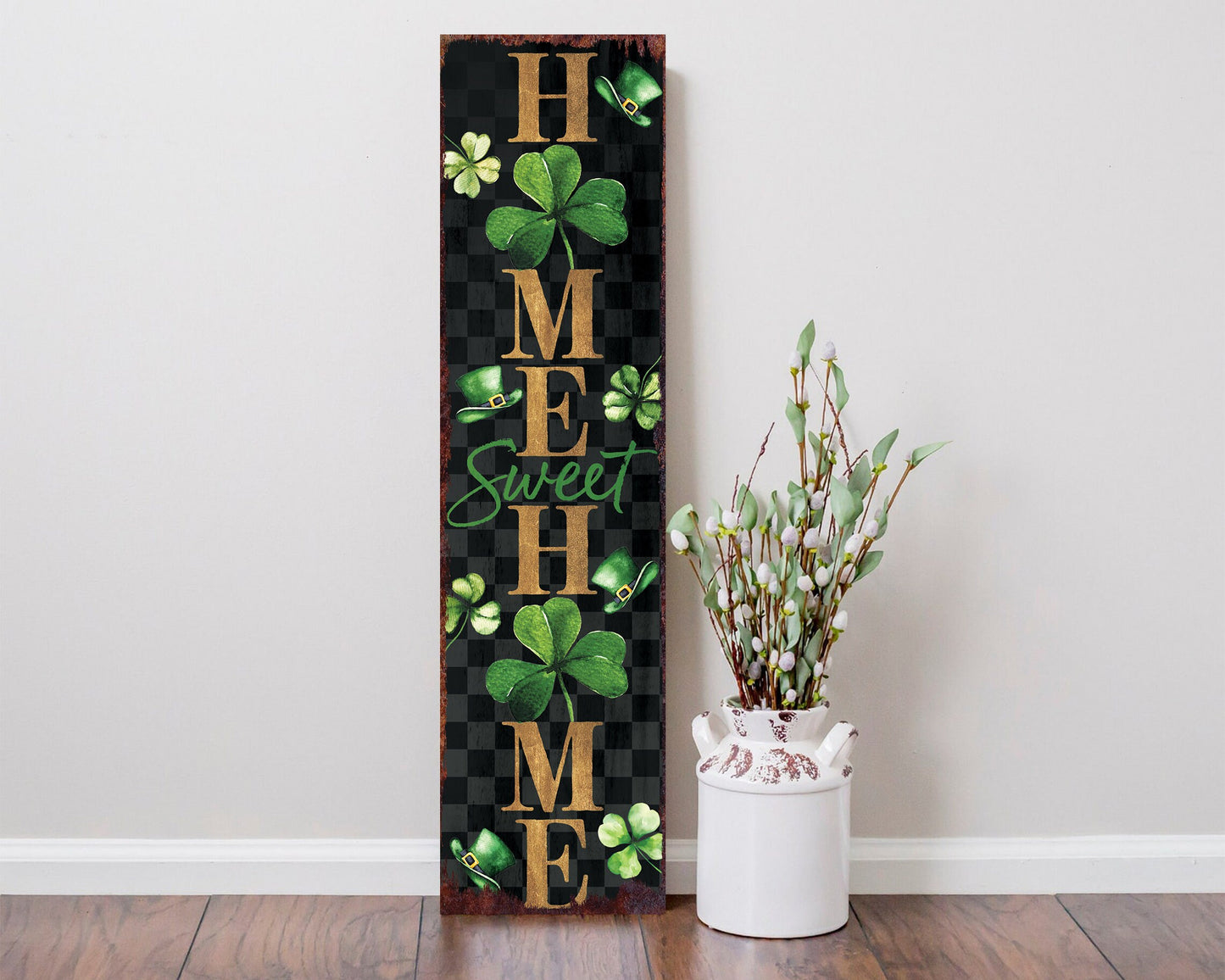 36in Rustic Modern Farmhouse St. Patrick's Day "Home Sweet Home" Sign for Front Porch, St.Patrick's Outdoor Decor for Front Door
