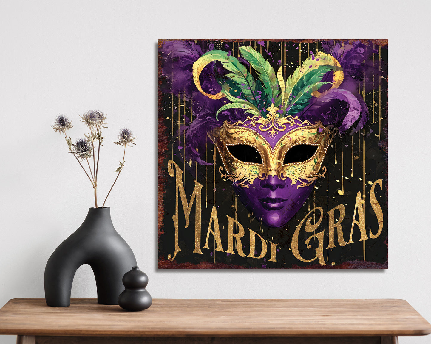 12in Square Mardi Gras Wall Decor, Mardi Gras Wall Art, Vintage Square Wall Decor, Wall Decor Home Decor