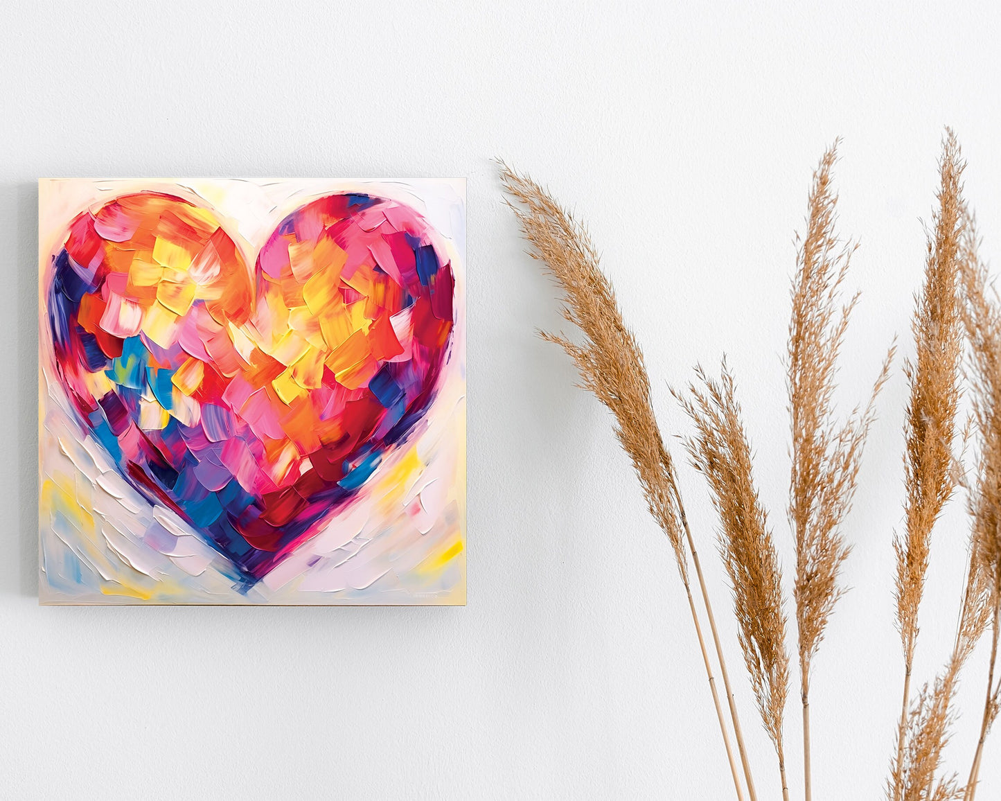 12in Oil Painting Style of a Colorful Heart Valentine__ Day Canvas Print Wall Art, Wall Canvas Printing, Living Room Decor