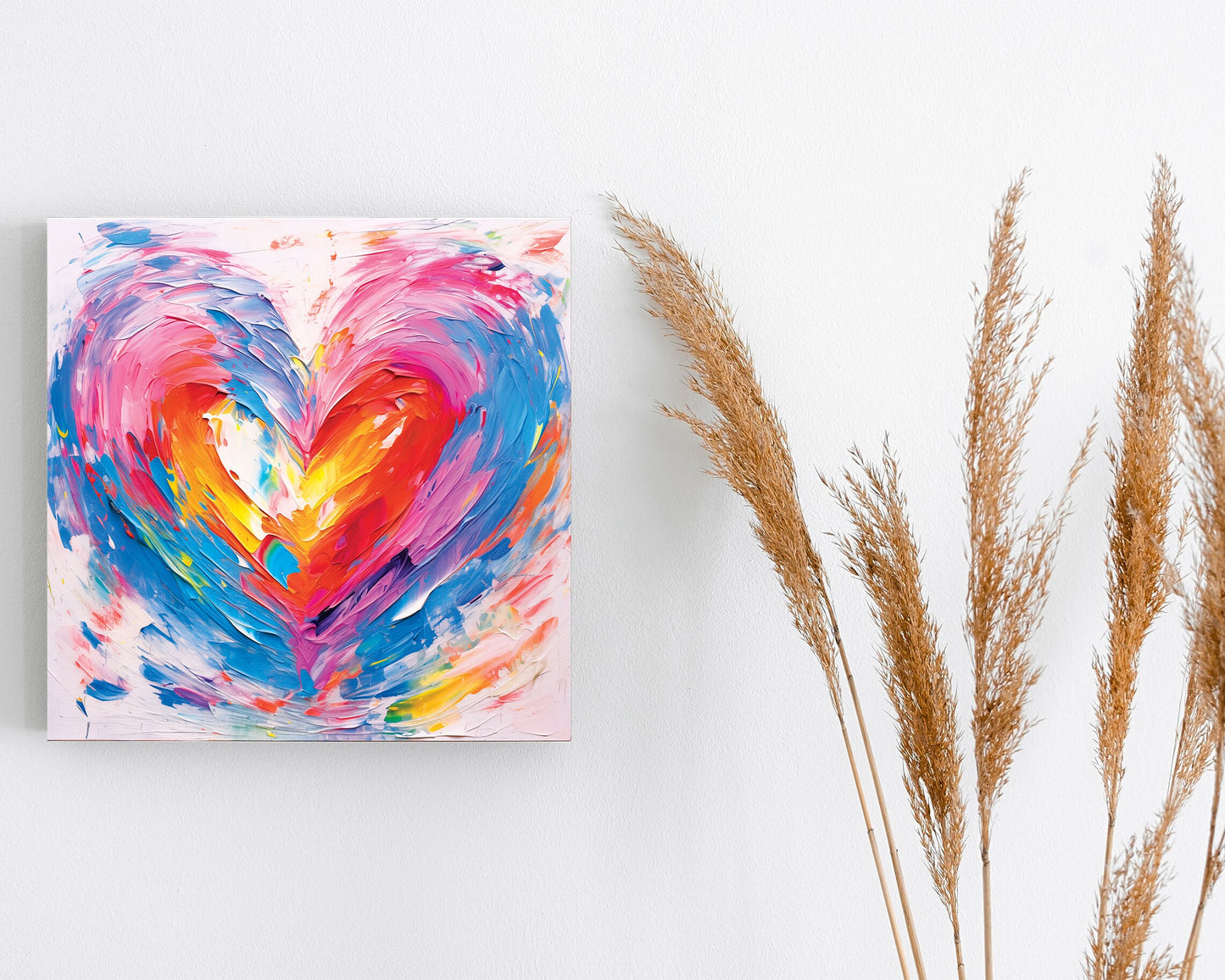 12in Oil Painting Style of a Heart Valentine__ Day UV Print Wall Art, Wall Canvas Printing, Living Room Decor