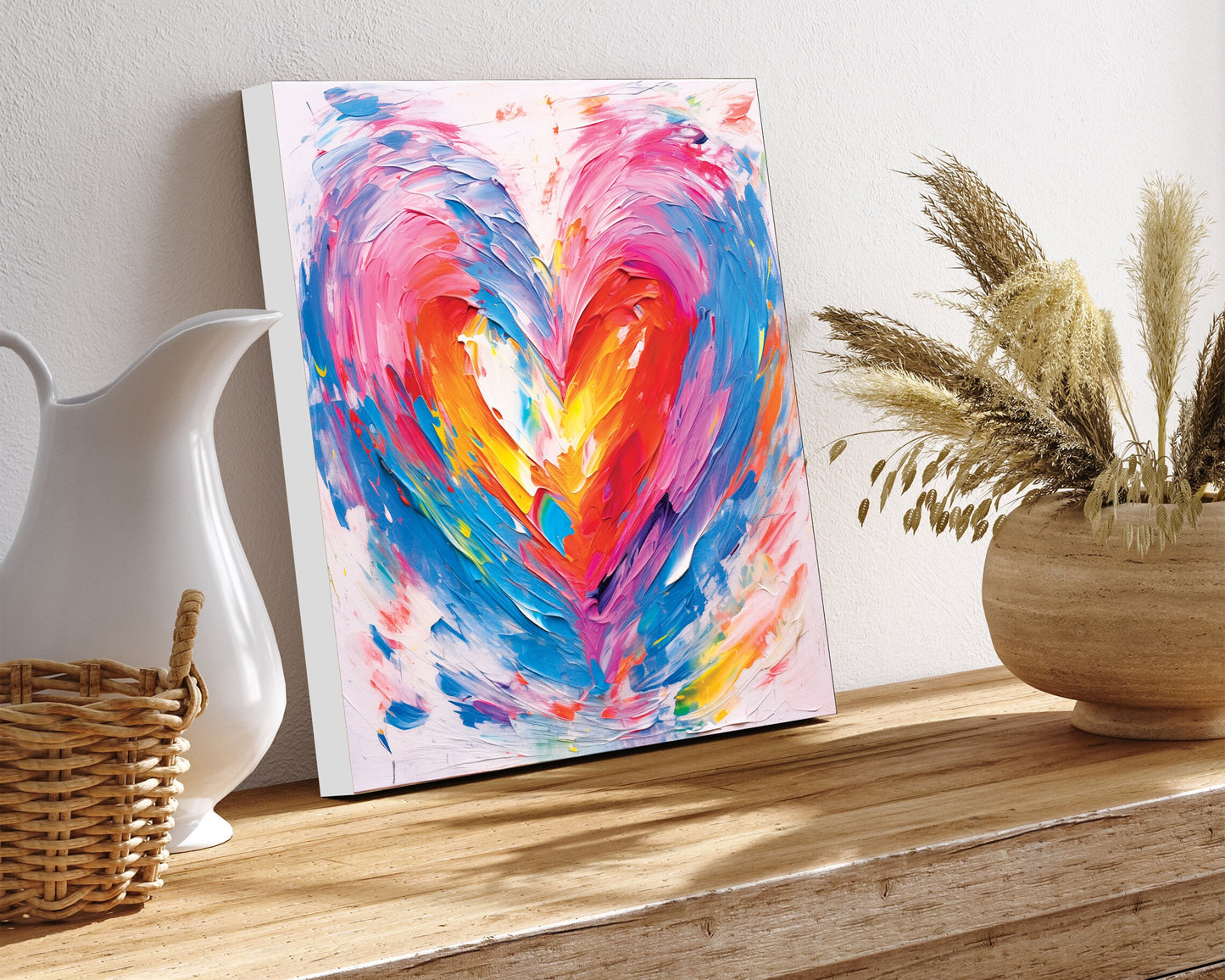 12in Oil Painting Style of a Heart Valentine__ Day UV Print Wall Art, Wall Canvas Printing, Living Room Decor