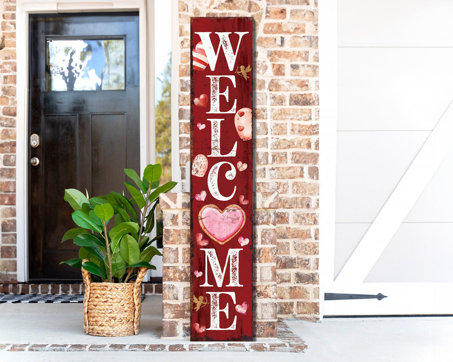 48in 'Welcome' Valentine's Day Porch Sign, Front Porch Valentine's Welcome Sign