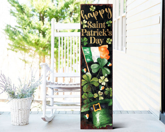 Happy St. Patrick's Day Welcome Sign for Front Porch, Vintage St.Patrick's Outdoor Decor for Front Door