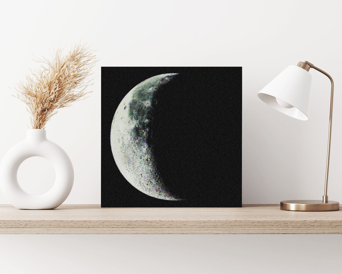 12in Crescent Moon Canvas Wall Art, Moon Wall Decor, Crescent Moon Canvas Printing, Moon Square Canvas Wall Art, Modern Living Room Decor