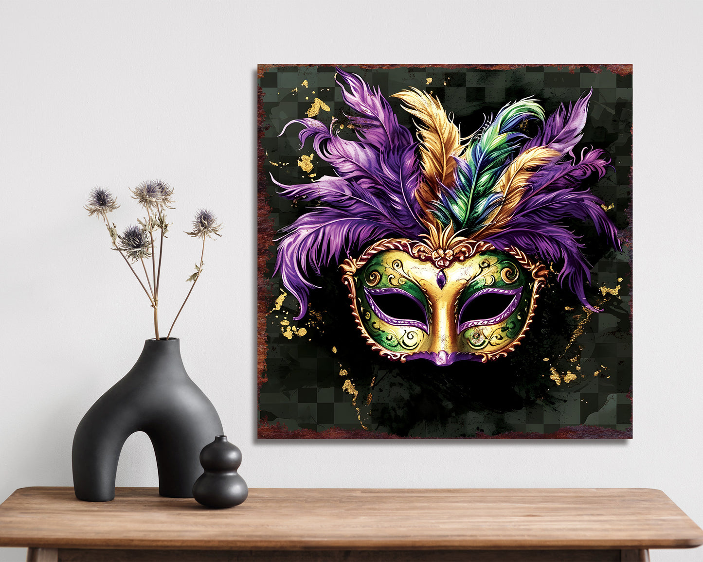 12in Square Mardi Gras Wall Decor, Mardi Gras Wall Art, Vintage Square Wall Decor, Farmhouse Wall Decor Home Decor