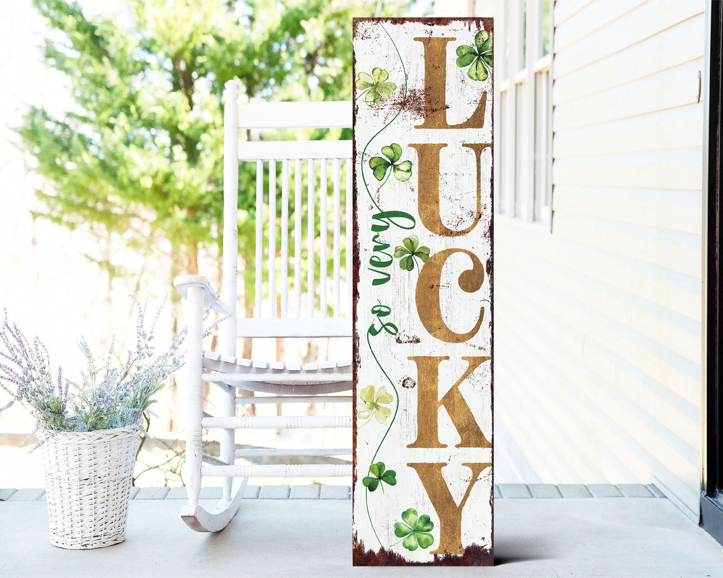 36-Inch Rustic Modern Farmhouse Entryway St. Patrick's Day 'So Very Lucky' Sign for Front Porch, St.Patrick's Outdoor Decor for Front Door