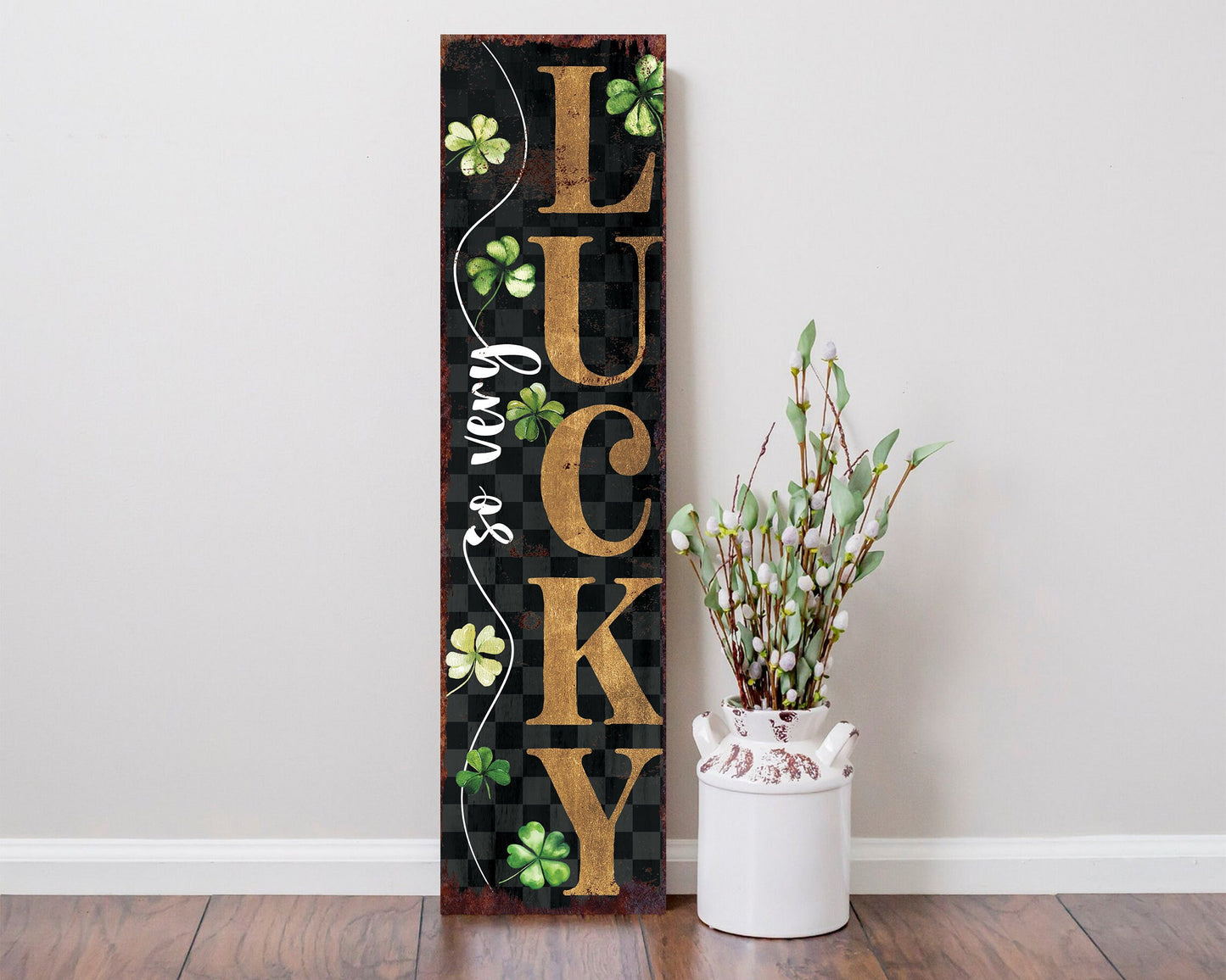 36in St. Patrick's Day 'So Very Lucky' Sign for Front Porch, Green St.Patrick's Decor for Front Door