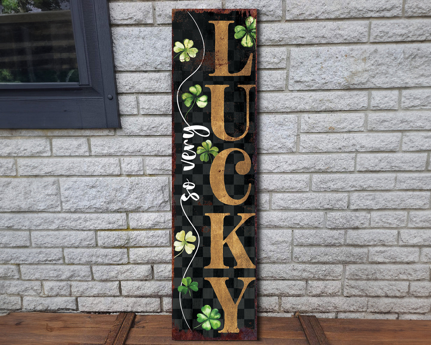 36in St. Patrick's Day 'So Very Lucky' Sign for Front Porch, Green St.Patrick's Decor for Front Door