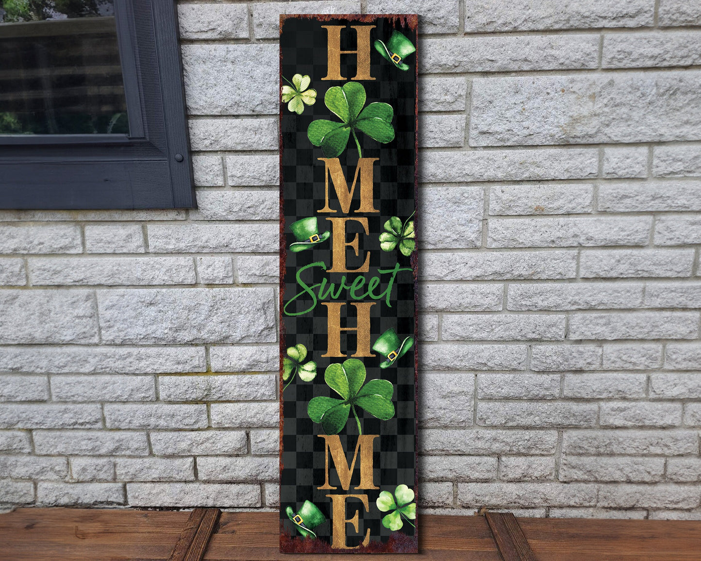 36in Rustic Modern Farmhouse St. Patrick's Day "Home Sweet Home" Sign for Front Porch, St.Patrick's Outdoor Decor for Front Door