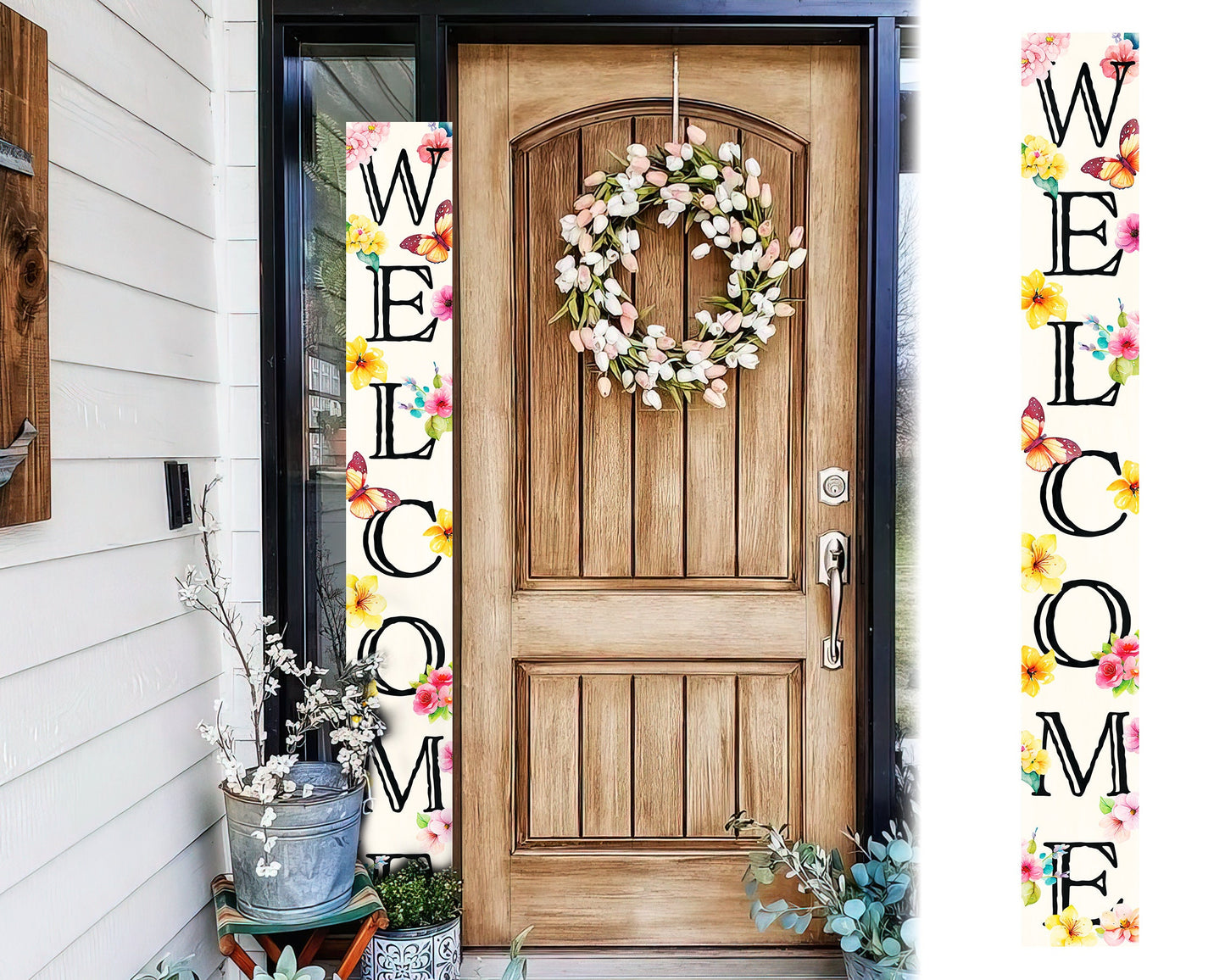 72in Spring Welcome Wooden Porch Sign, Front Door Decor, Indoor and Outdoor Home Decor