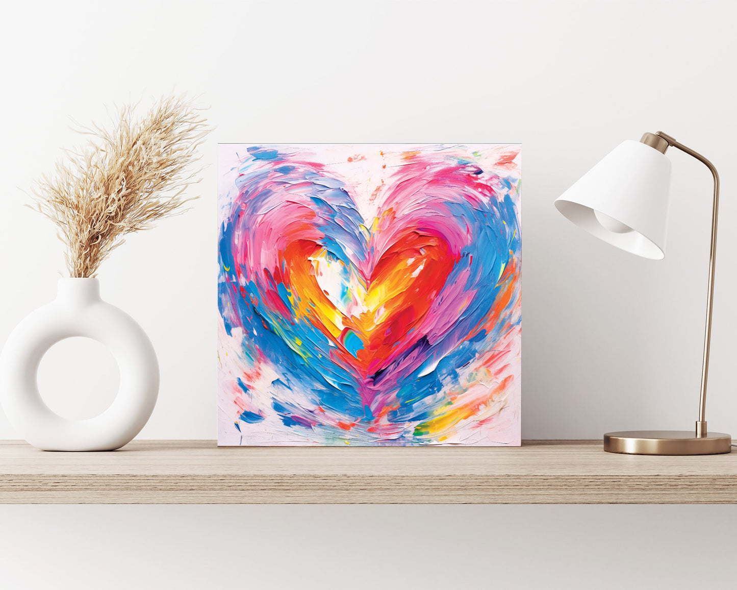 12in Oil Painting Style of a Heart Valentine__ Day UV Print Wall Art, Wall Canvas Printing, Living Room Decor