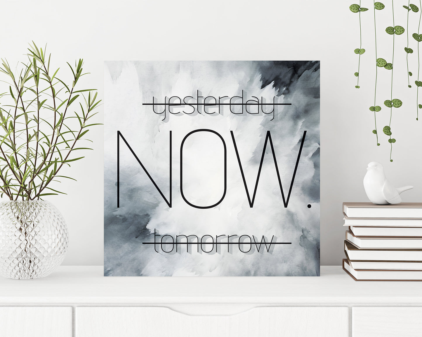 12in 'Yesterday Now Tomorrow' Modern Farmhouse Canvas Wall Art, Wall Canvas Printing, Living Room Home Decor