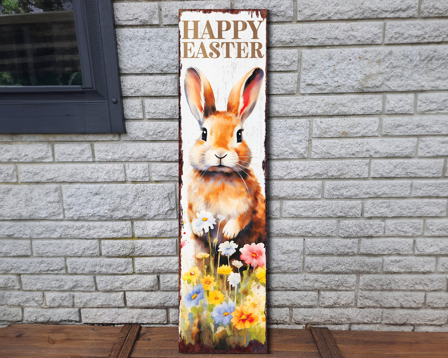 36in Rustic Farmhouse 'Happy Easter' Sign for Front Porch Sign| Easter Outdoor Decor for Front Door