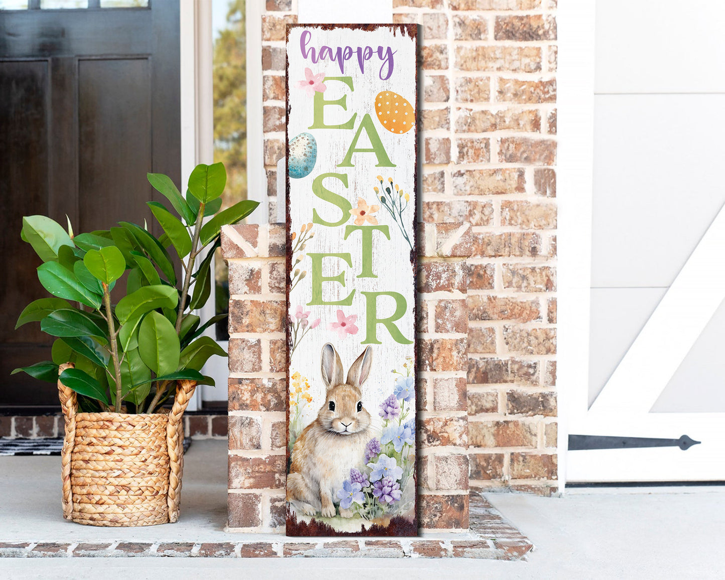Happy Easter Porch Sign Entryway Decor | Uv Print | Front Porch Plaque | Seasonal Home Decor | 3 Sizes
