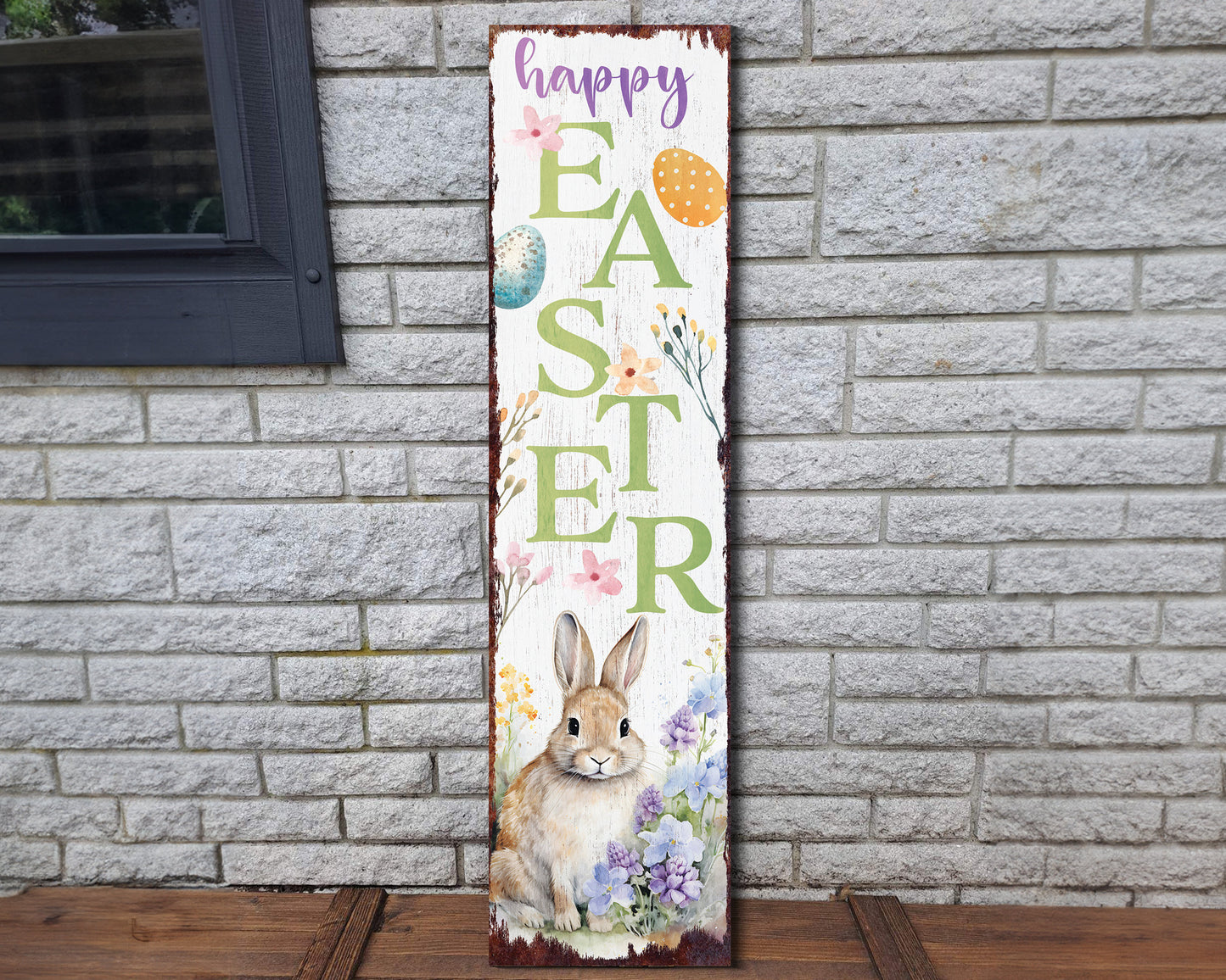 Happy Easter Porch Sign Entryway Decor | Uv Print | Front Porch Plaque | Seasonal Home Decor | 3 Sizes