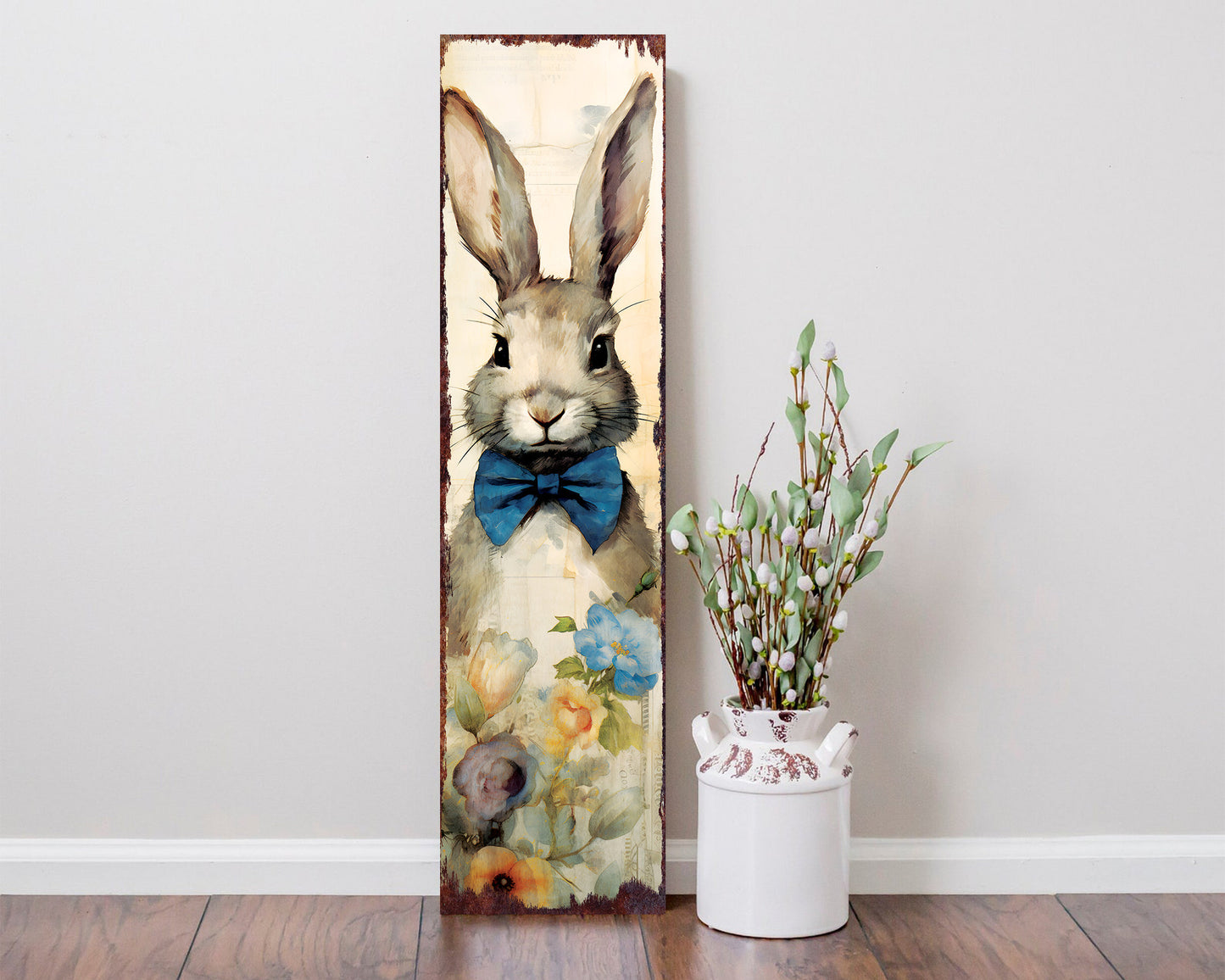 Easter Porch Sign Decor for Front Porch | Easter Outdoor Decor for Front Door | Watercolor Bunny Design | 3 Sizes