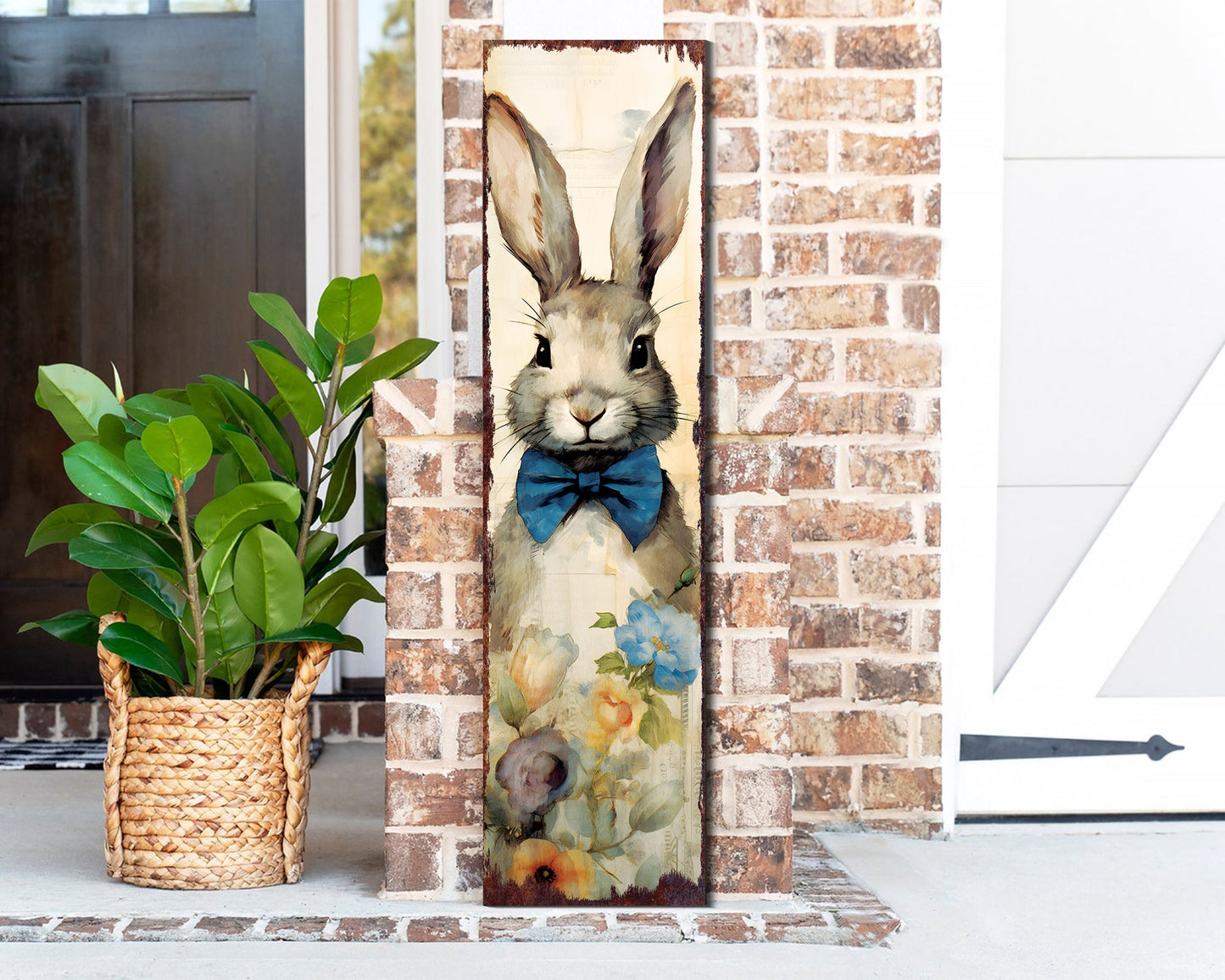 Easter Porch Sign Decor for Front Porch | Easter Outdoor Decor for Front Door | Watercolor Bunny Design | 3 Sizes