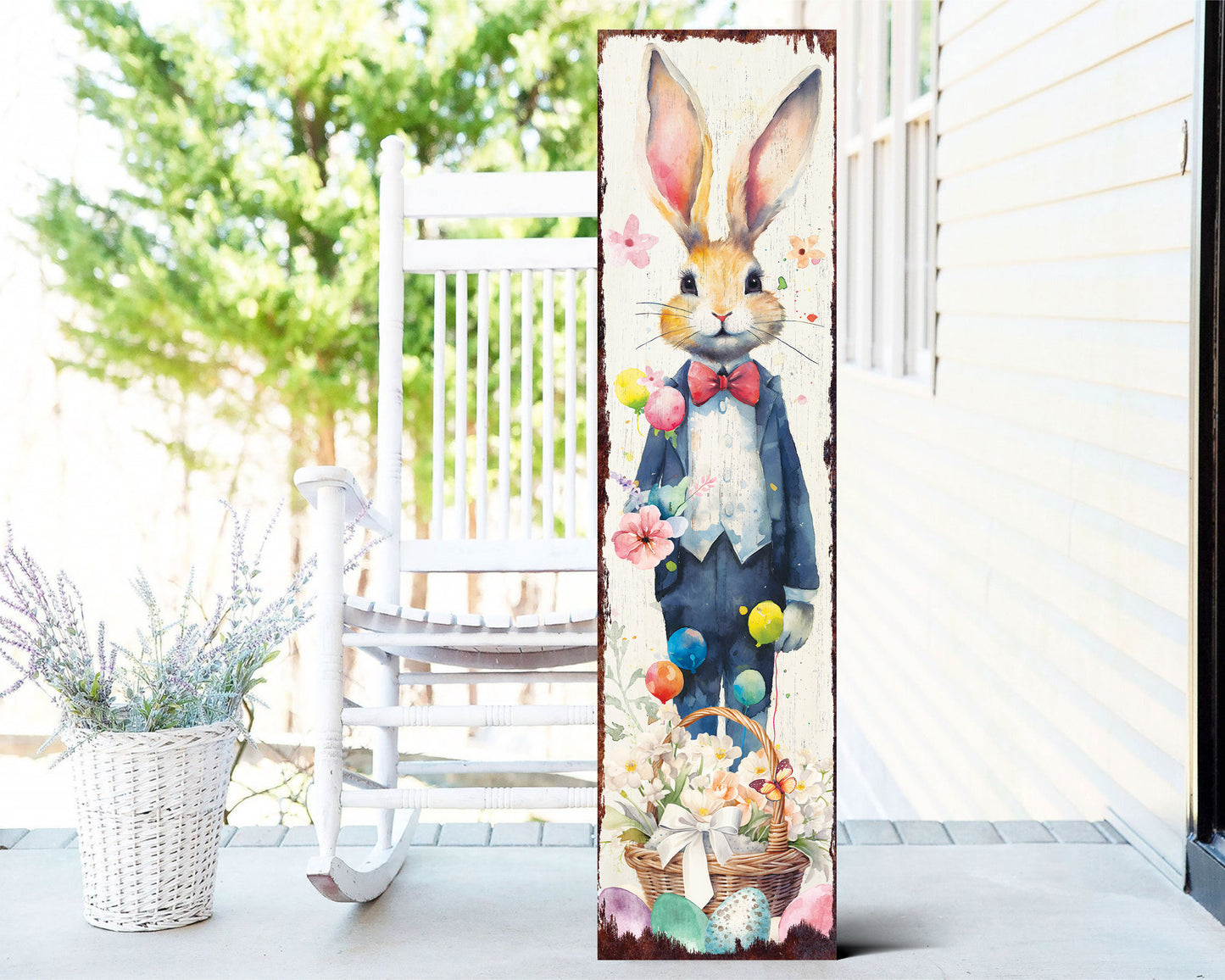 Easter Porch Sign Bunny Design Entryway Decor | UV Print | Front Porch Plaque | Seasonal Home Decor | 3 Sizes