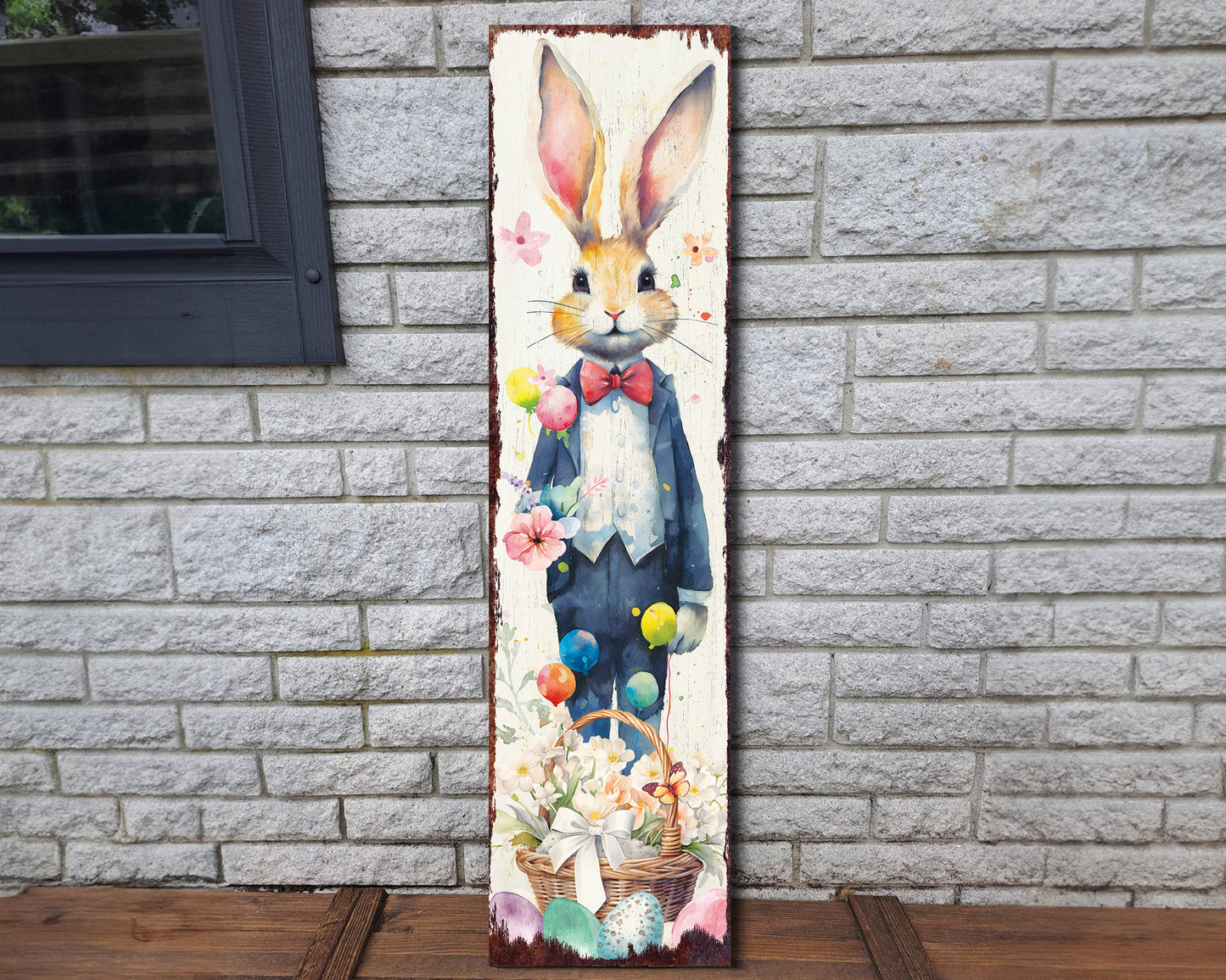 Easter Porch Sign Bunny Design Entryway Decor | UV Print | Front Porch Plaque | Seasonal Home Decor | 3 Sizes