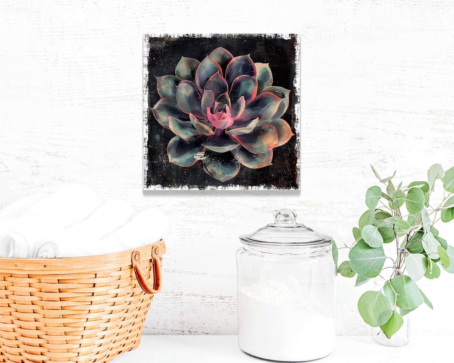12in Spring Canvas Sign with Succulent Design | Spring Wall Decor, Rustic Farmhouse Decor, Canvas Print Home Decor