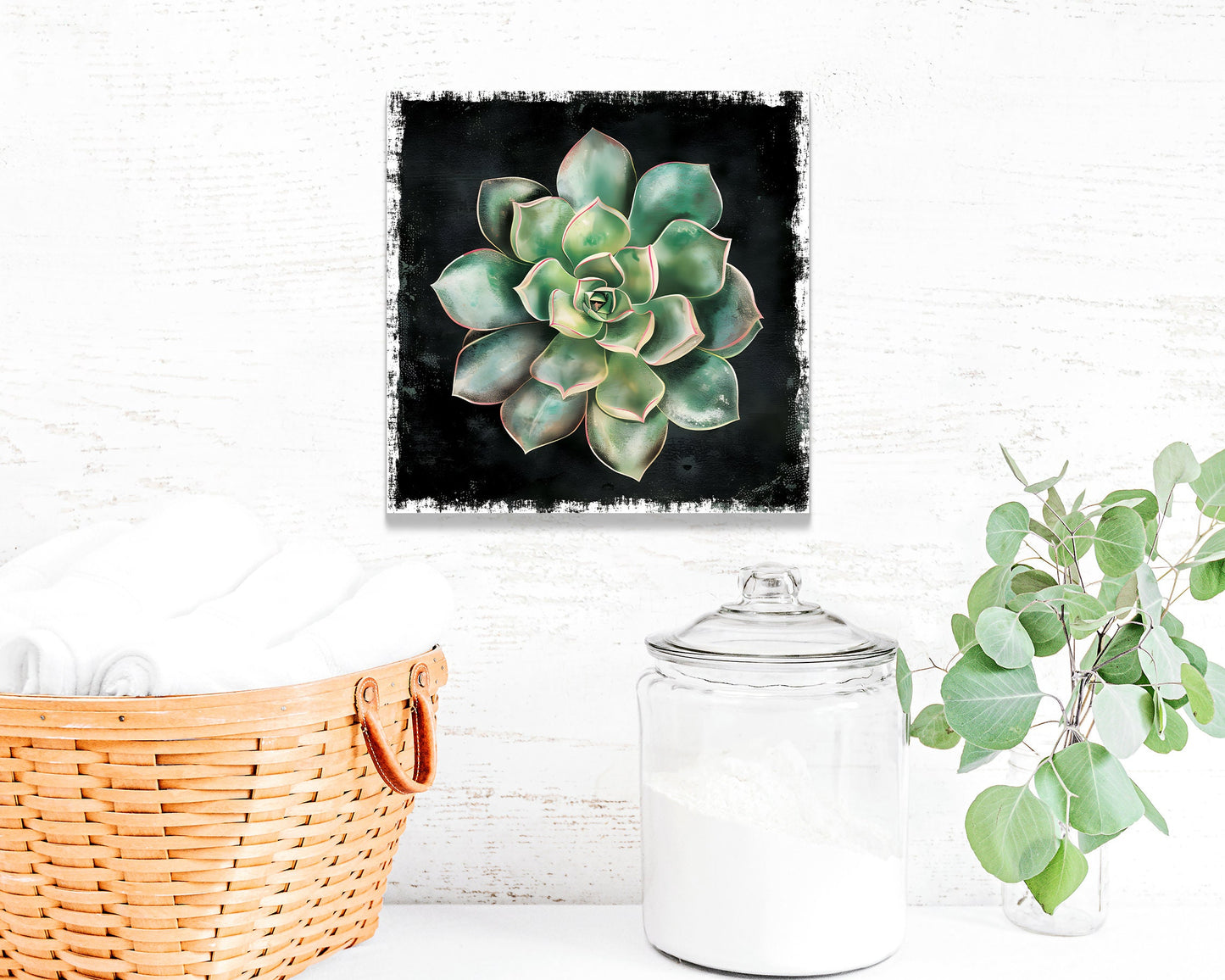 12in Spring Canvas Sign with Succulent Design | Spring Wall Decor, Rustic Farmhouse Wall Decor, Canvas Print Home Decor