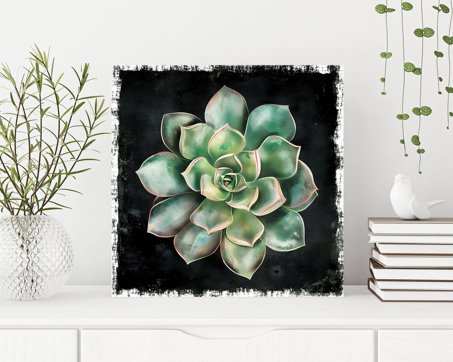12in Spring Canvas Sign with Succulent Design | Spring Wall Decor, Rustic Farmhouse Wall Decor, Canvas Print Home Decor