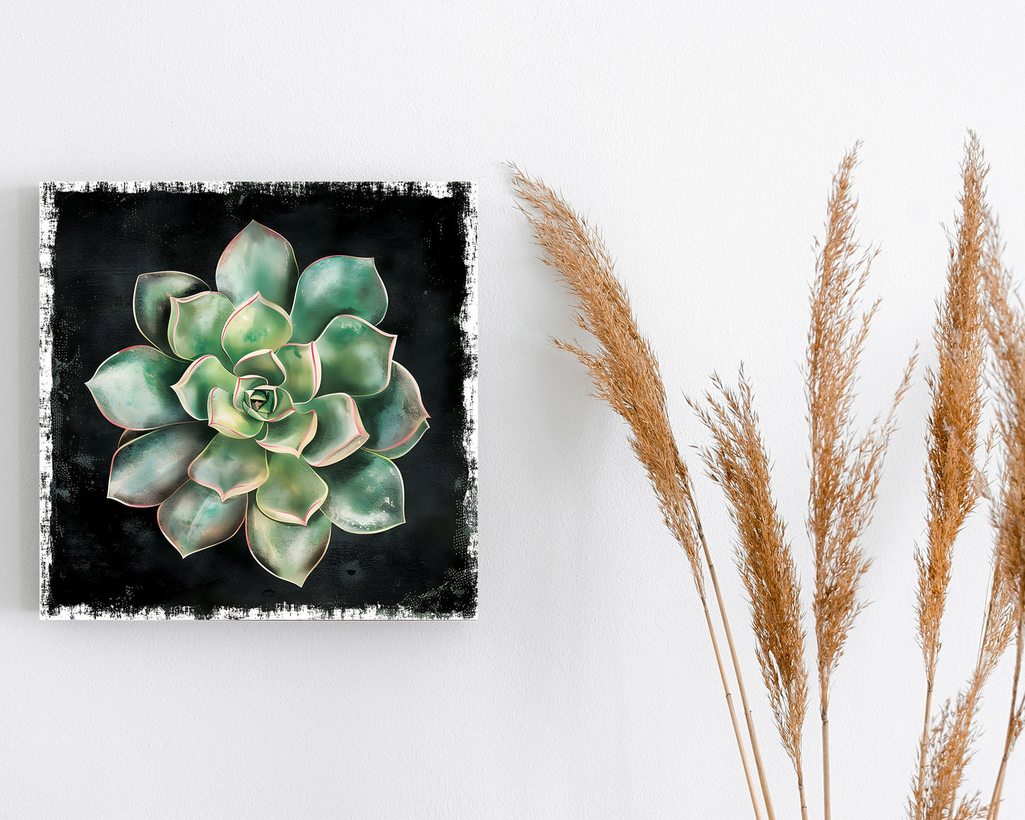 12in Spring Canvas Sign with Succulent Design | Spring Wall Decor, Rustic Farmhouse Wall Decor, Canvas Print Home Decor