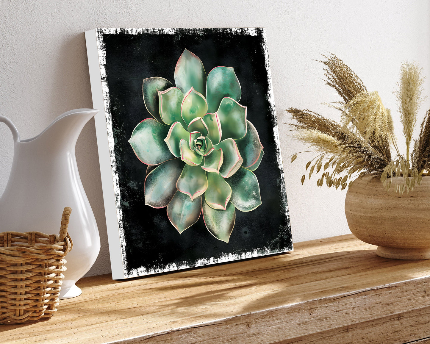 12in Spring Canvas Sign with Succulent Design | Spring Wall Decor, Rustic Farmhouse Wall Decor, Canvas Print Home Decor