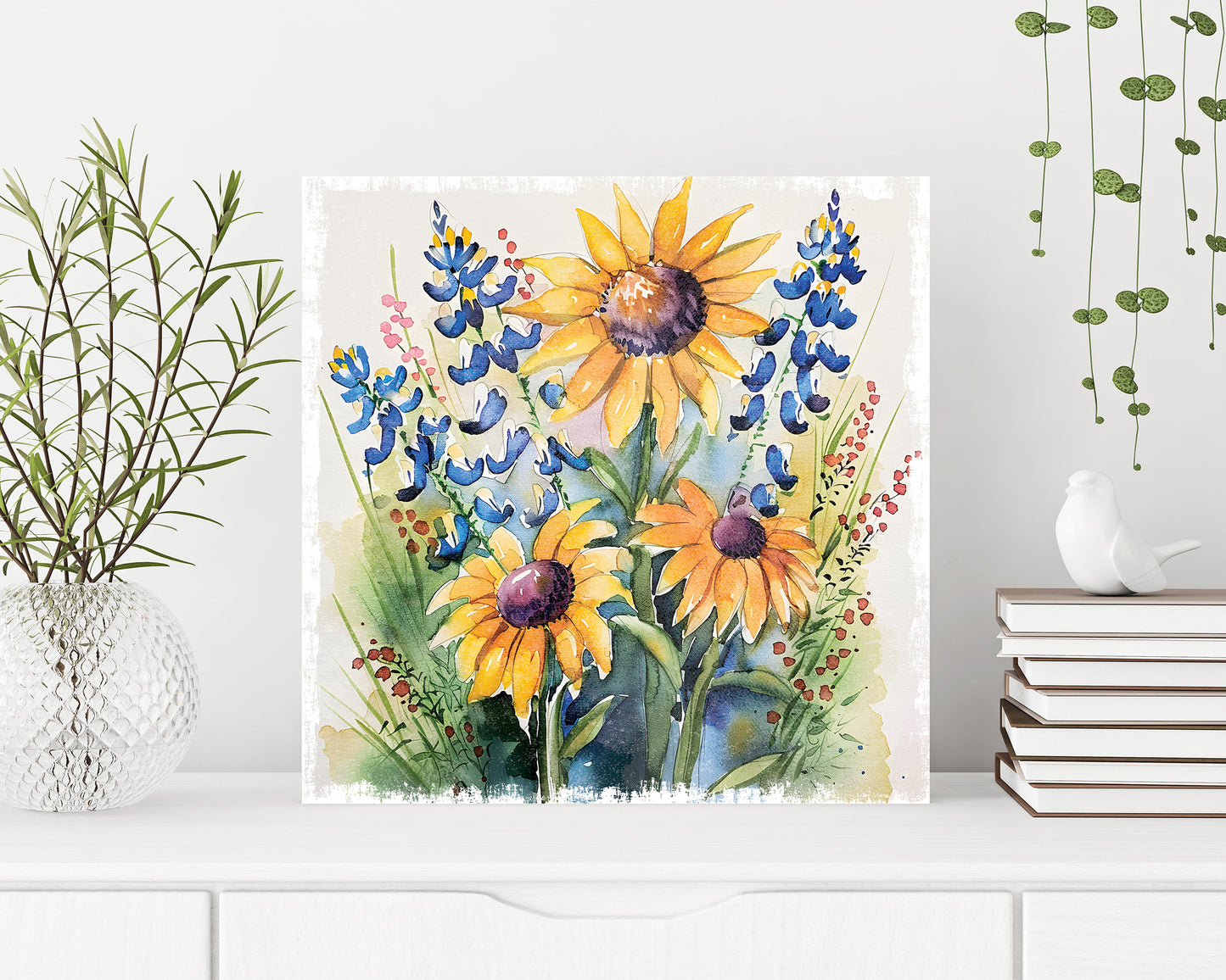 12in Watercolor Wildflower Wall Canvas | Danish Pastel Decor, Spring Wall Art, Rustic Farmhouse Decor, Canvas Print Home Decor
