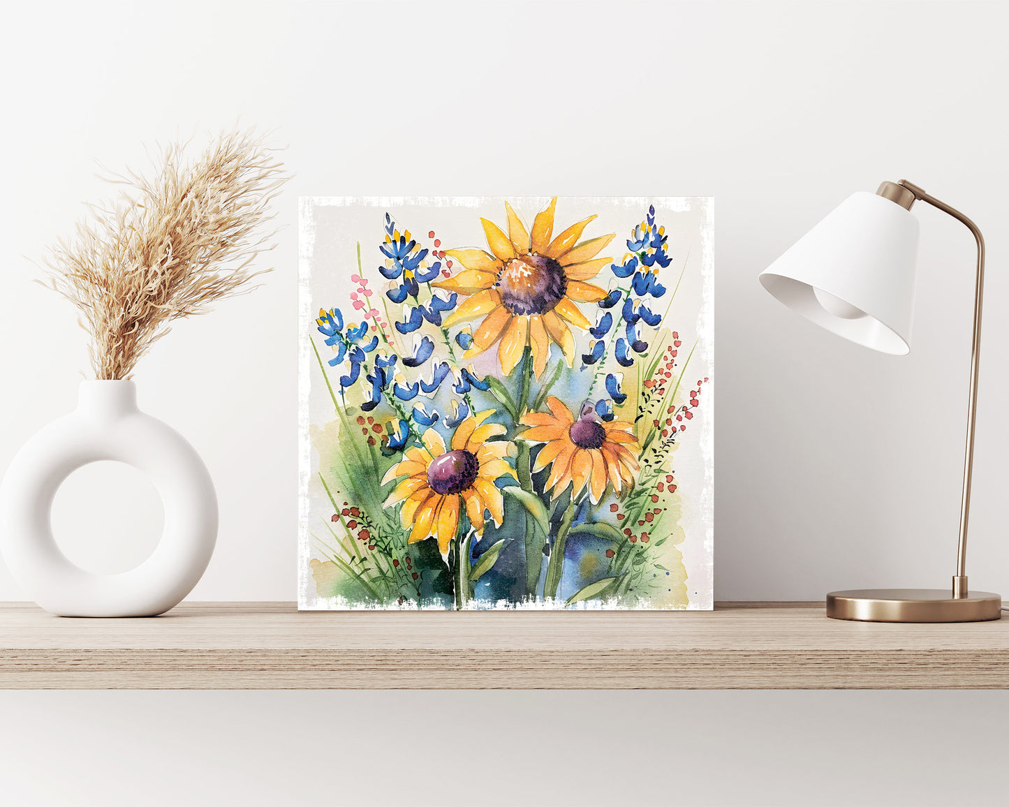 12in Watercolor Wildflower Wall Canvas | Danish Pastel Decor, Spring Wall Art, Rustic Farmhouse Decor, Canvas Print Home Decor