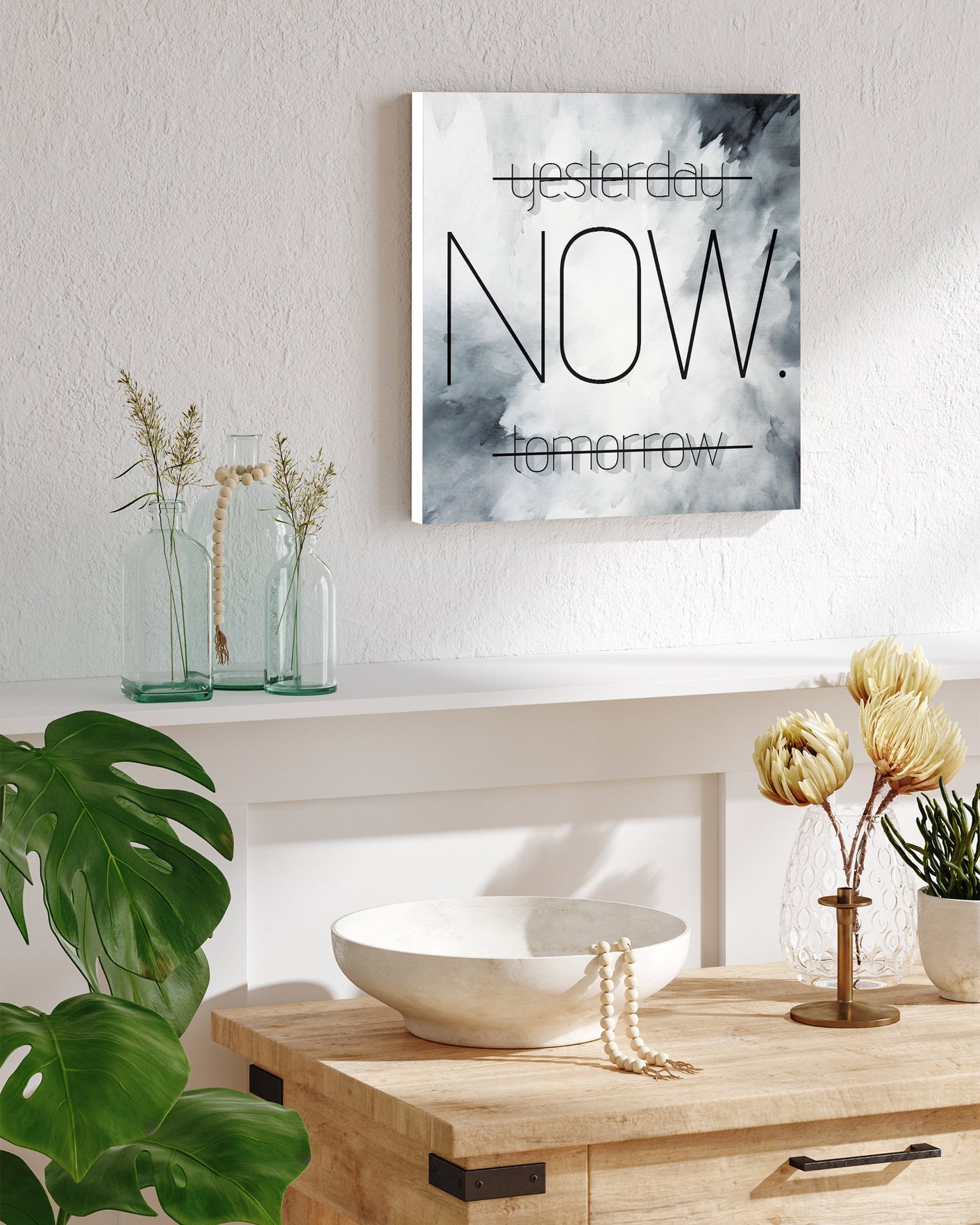 12in 'Yesterday Now Tomorrow' Modern Farmhouse Canvas Wall Art, Wall Canvas Printing, Living Room Home Decor