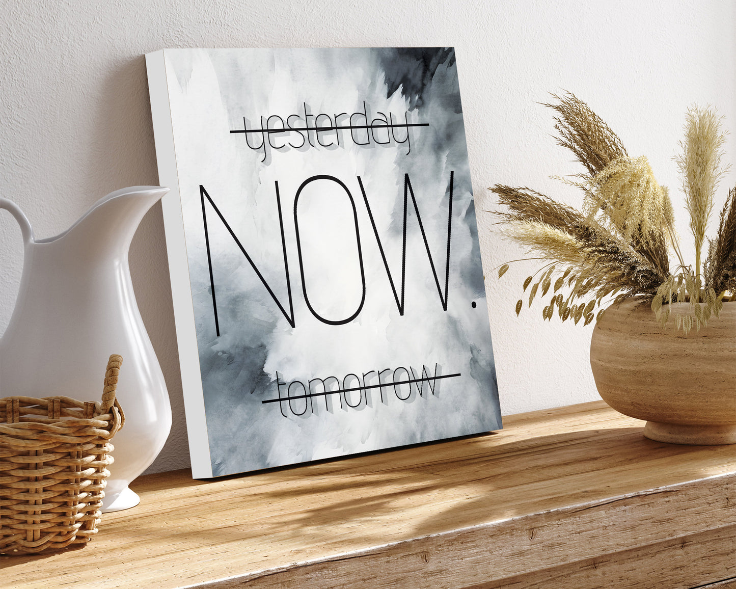 12in 'Yesterday Now Tomorrow' Modern Farmhouse Canvas Wall Art, Wall Canvas Printing, Living Room Home Decor