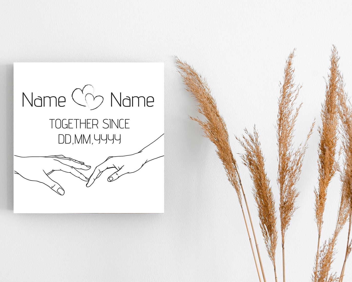 12in Valentine's Day Gift | Personalized Minimalist Line Drawing Holding Hands | Gift for Her, Him, Couples