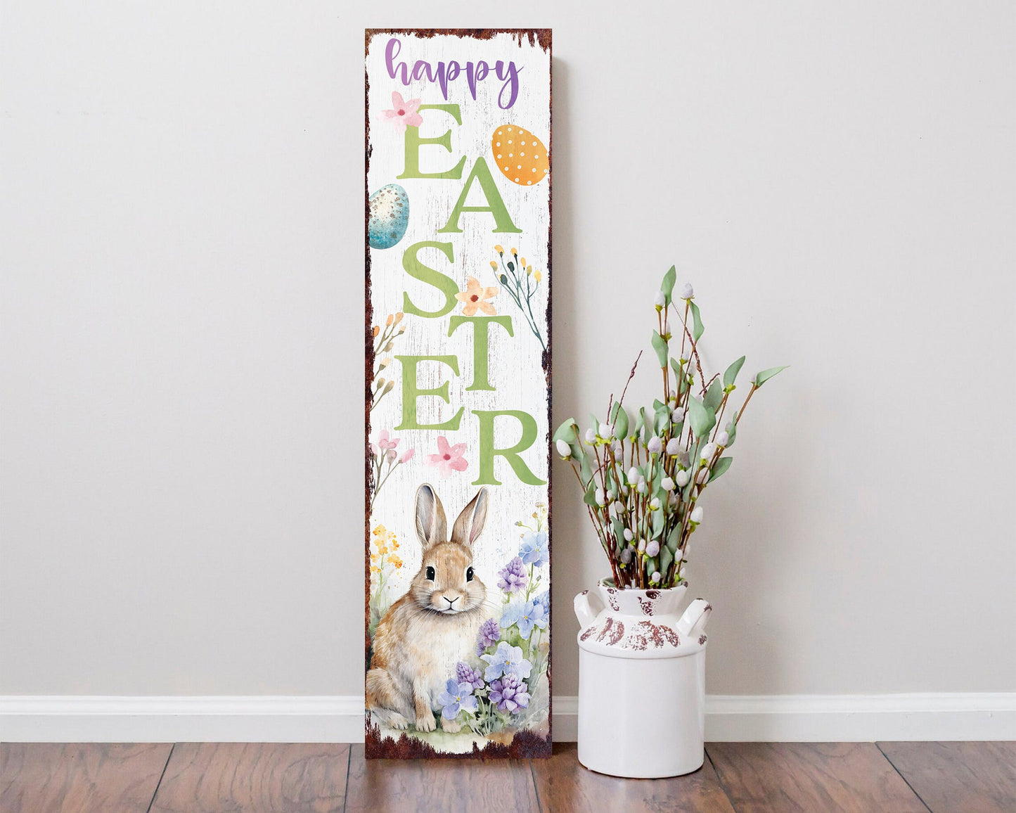 Happy Easter Porch Sign Entryway Decor | Uv Print | Front Porch Plaque | Seasonal Home Decor | 3 Sizes