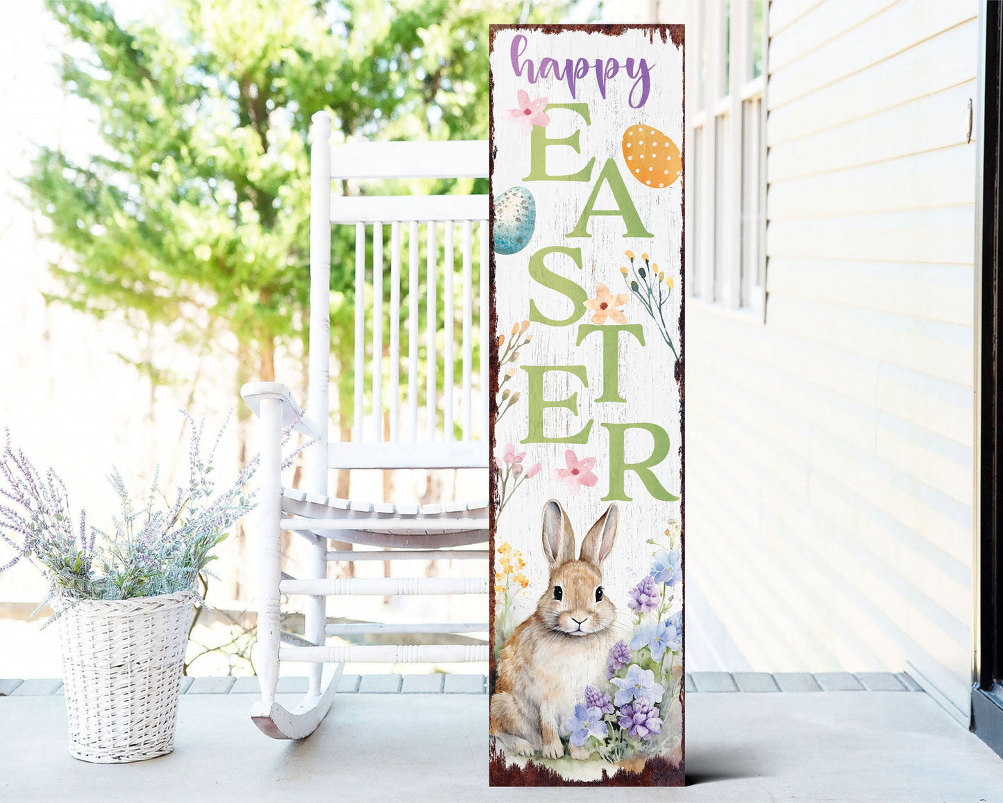 Happy Easter Porch Sign Entryway Decor | Uv Print | Front Porch Plaque | Seasonal Home Decor | 3 Sizes