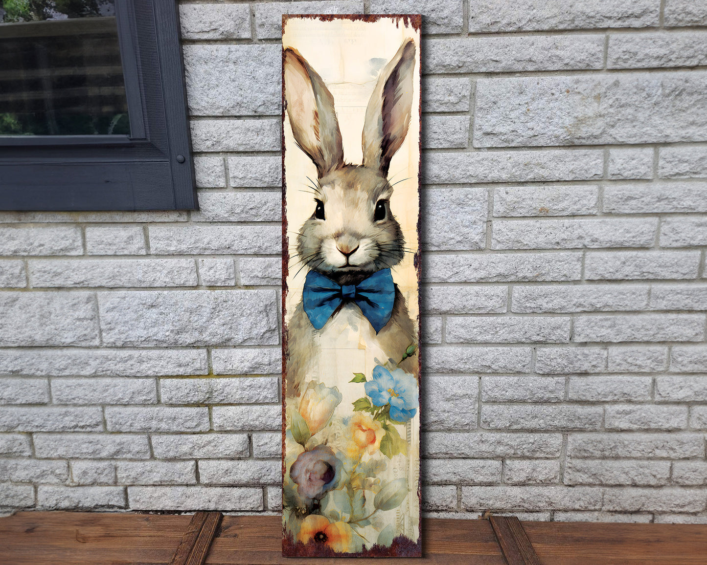 Easter Porch Sign Decor for Front Porch | Easter Outdoor Decor for Front Door | Watercolor Bunny Design | 3 Sizes