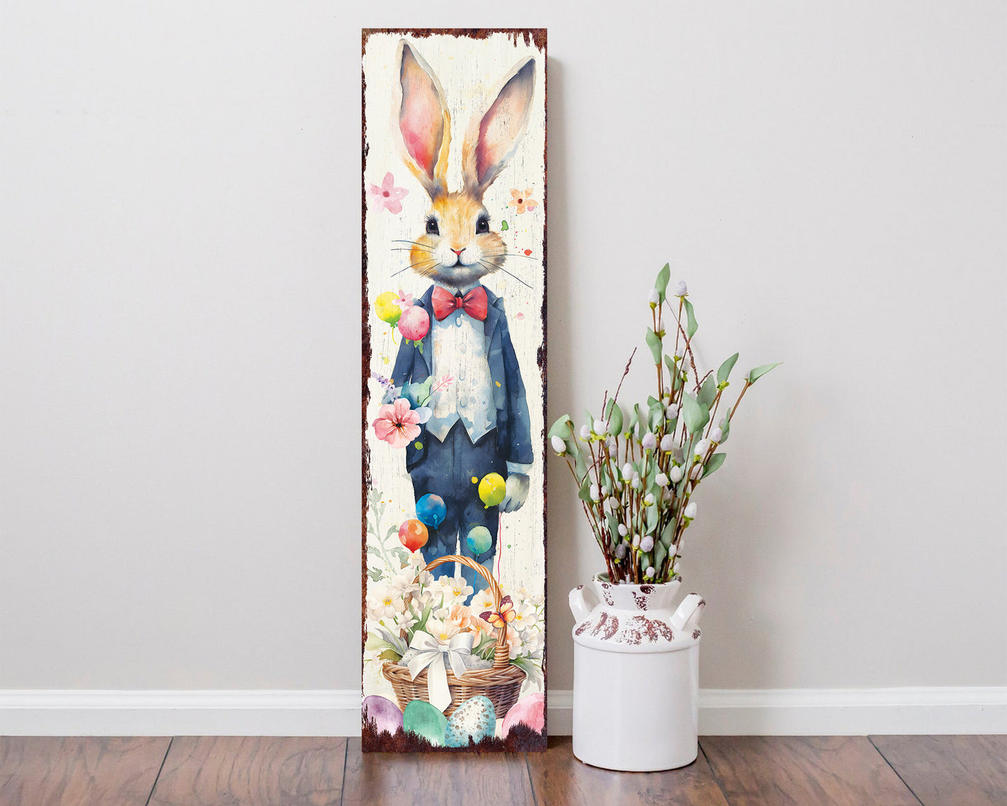 Easter Porch Sign Bunny Design Entryway Decor | UV Print | Front Porch Plaque | Seasonal Home Decor | 3 Sizes