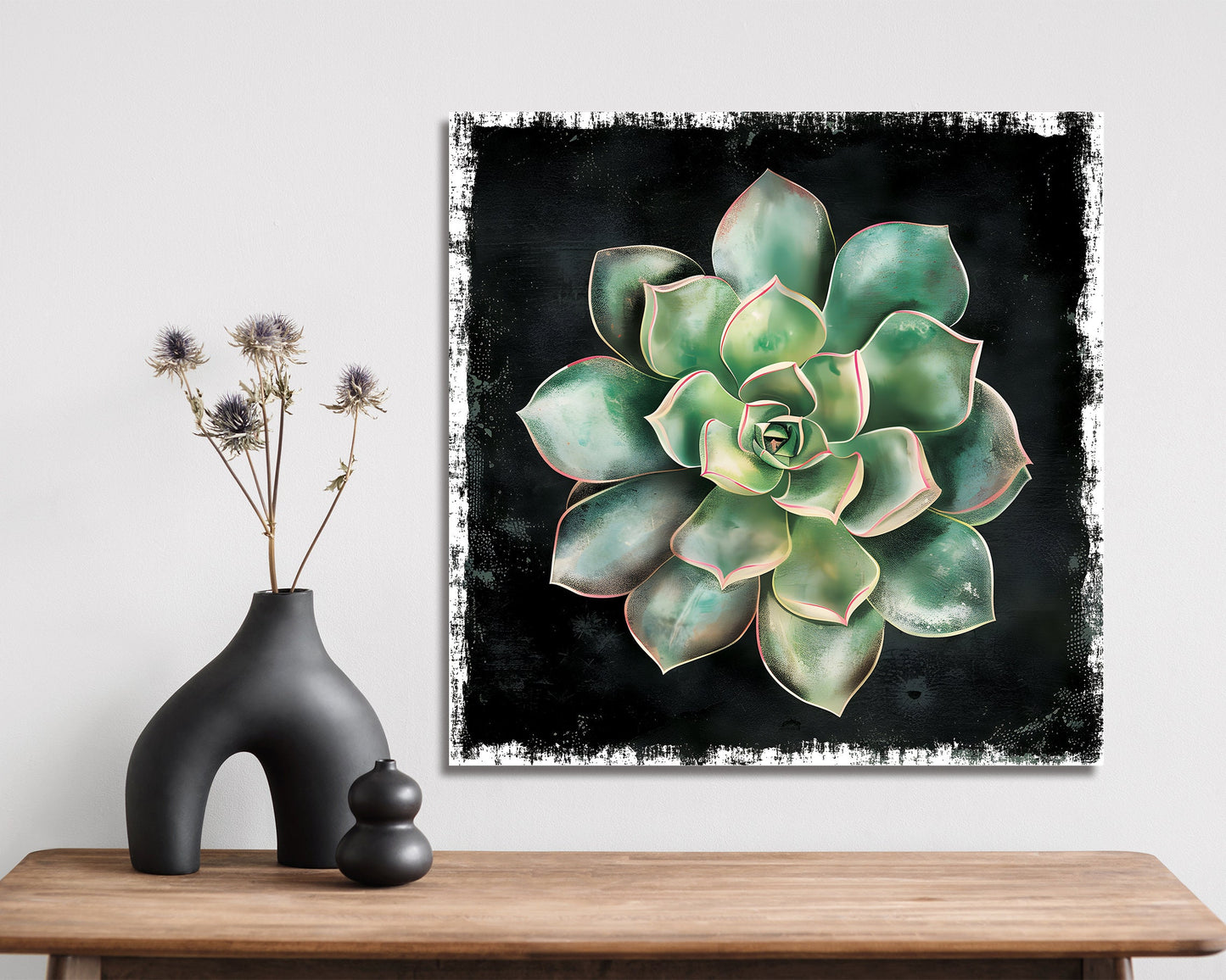 12in Spring Canvas Sign with Succulent Design | Spring Wall Decor, Rustic Farmhouse Wall Decor, Canvas Print Home Decor