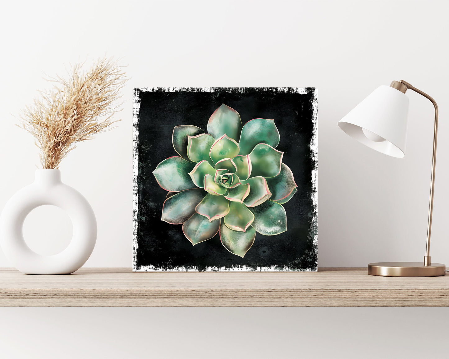 12in Spring Canvas Sign with Succulent Design | Spring Wall Decor, Rustic Farmhouse Wall Decor, Canvas Print Home Decor
