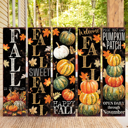 36in Fall Pumpkin Welcome Porch Sign - Front Porch Fall Decor Sign, Rustic Modern Farmhouse Entryway Fall Decor for Front Door