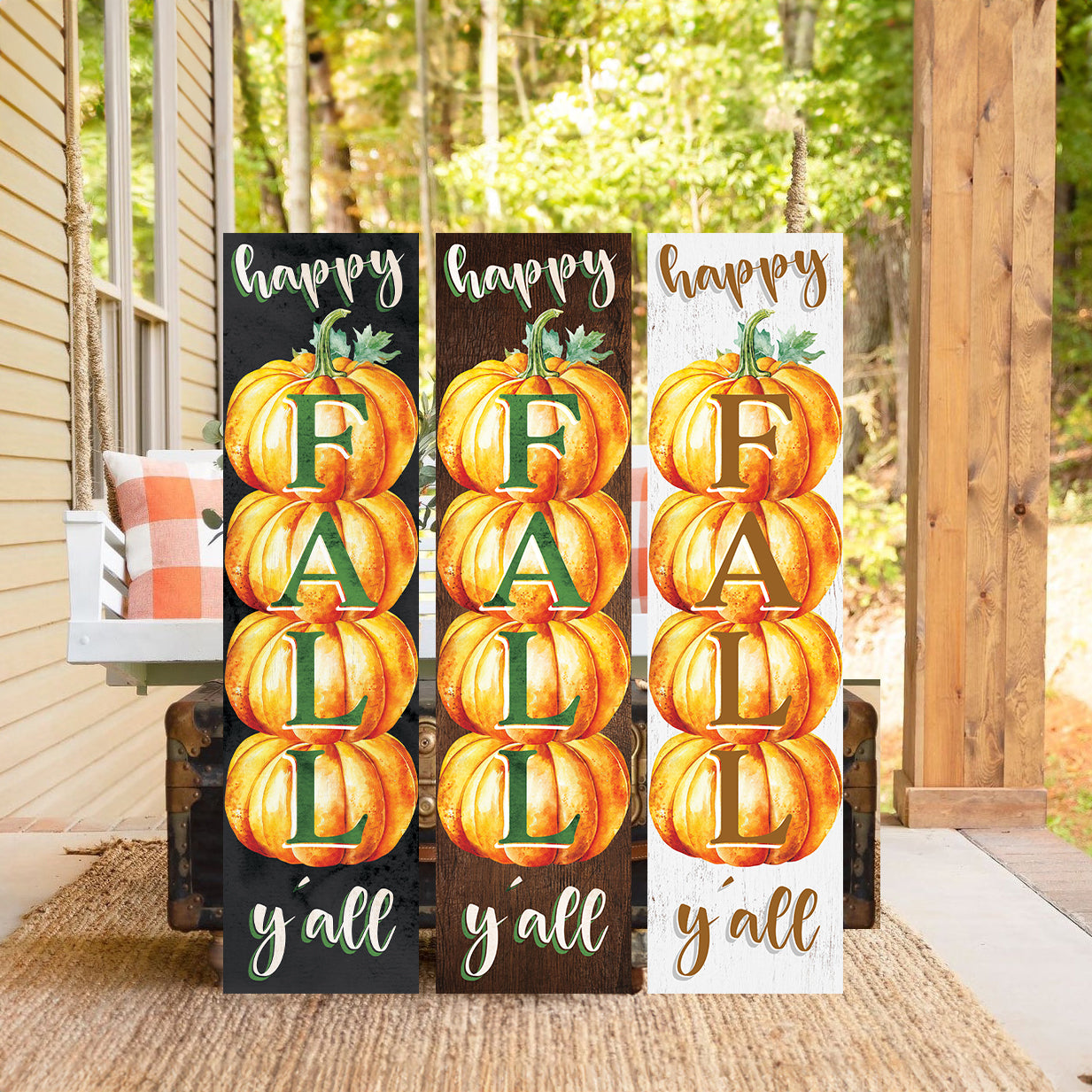 36in "Happy Fall Y'all" Wooden Porch Sign - Seasonal Front Door Decor for Autumn Celebrations