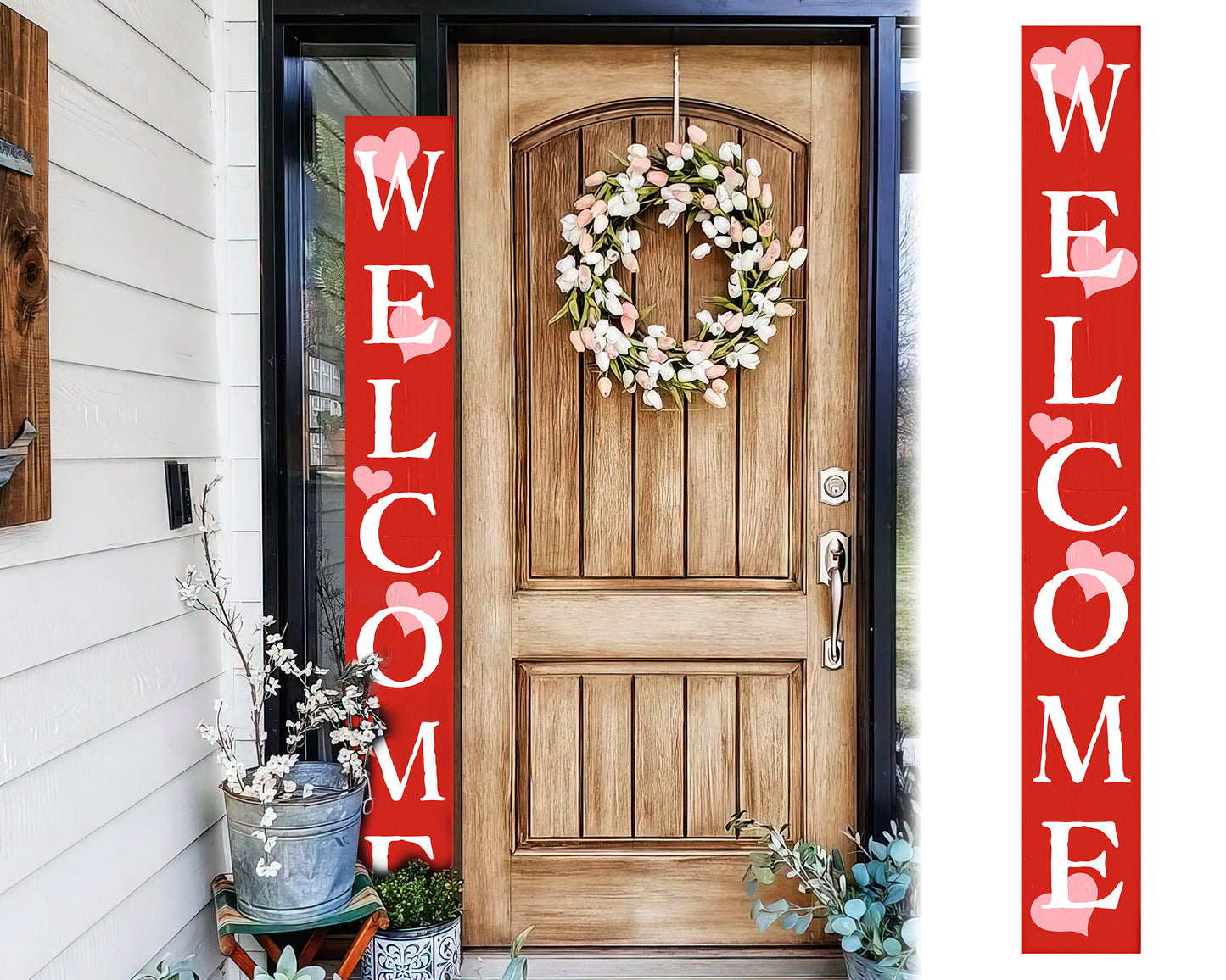 72in Outdoor Valentine's Day Welcome Sign | Front Door Porch Decor | Wooden Outdoor Decor | Farmhouse Decor for Housewarming